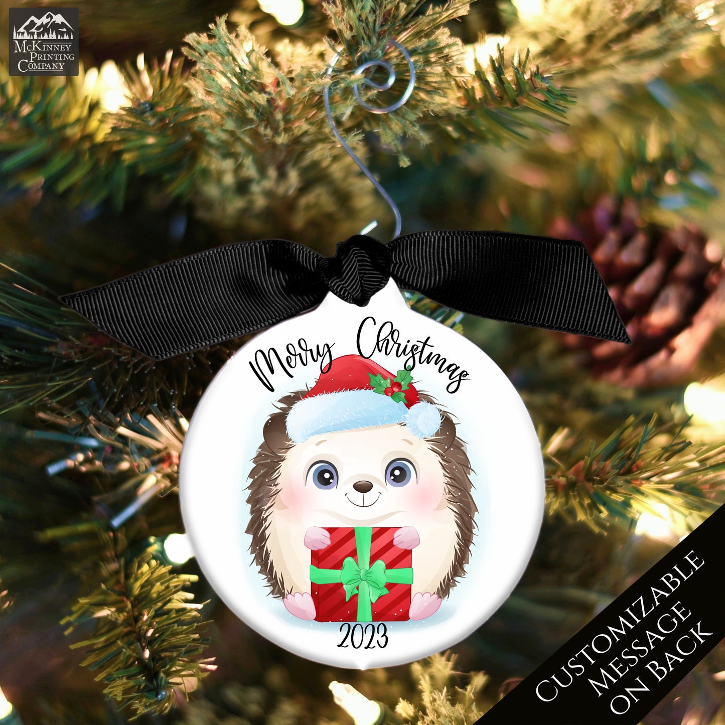 Hedgehog Ornament - Custom, First Christmas, Personalized, Bauble