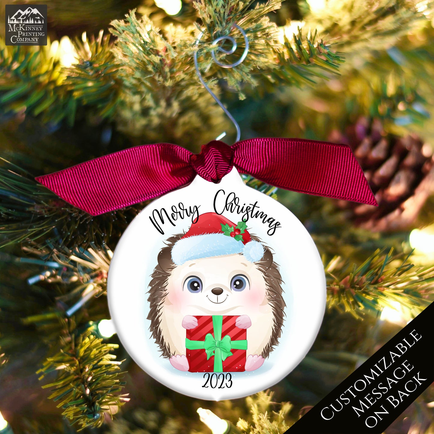 Hedgehog Ornament - Custom, First Christmas, Personalized, Bauble