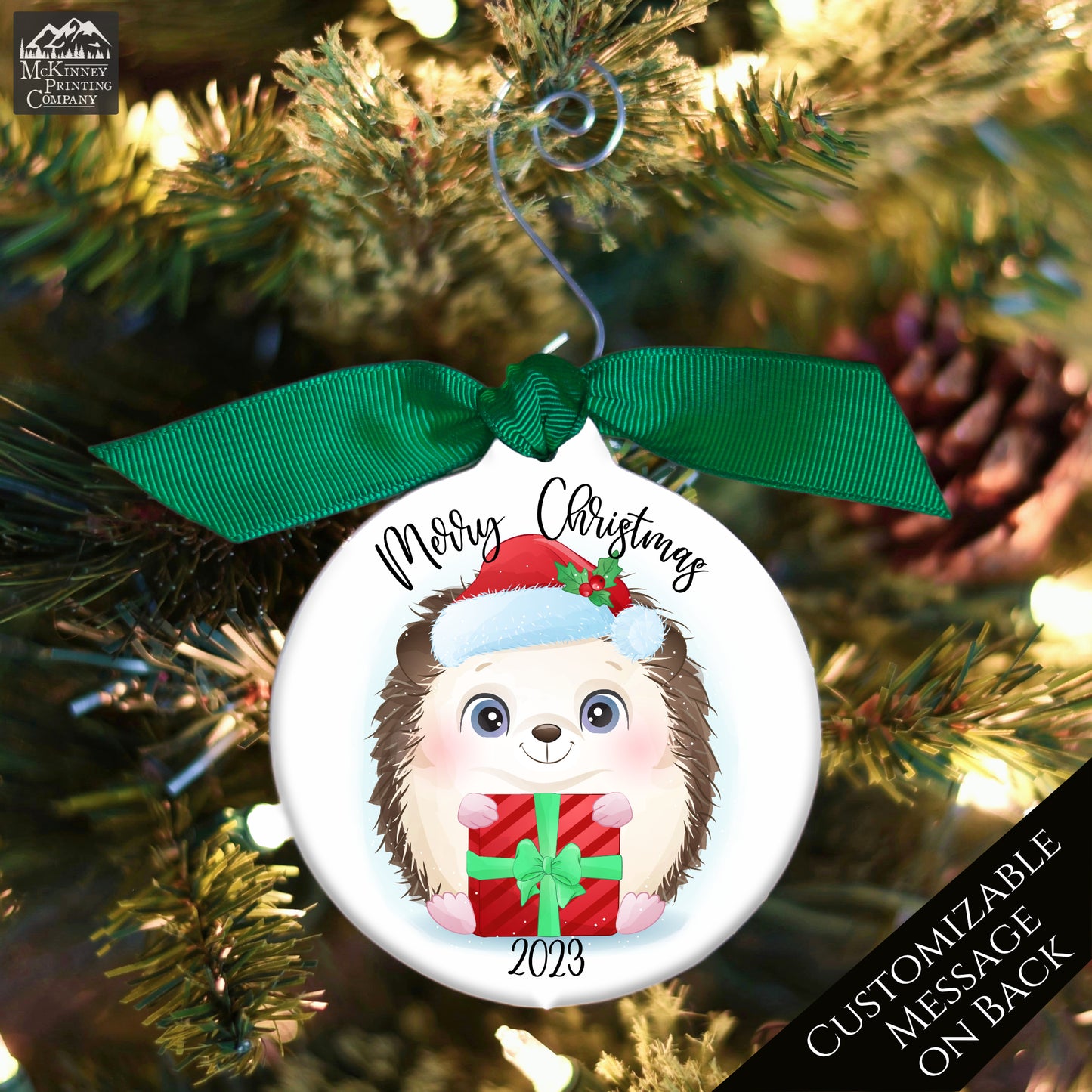 Hedgehog Ornament - Custom, First Christmas, Personalized, Bauble