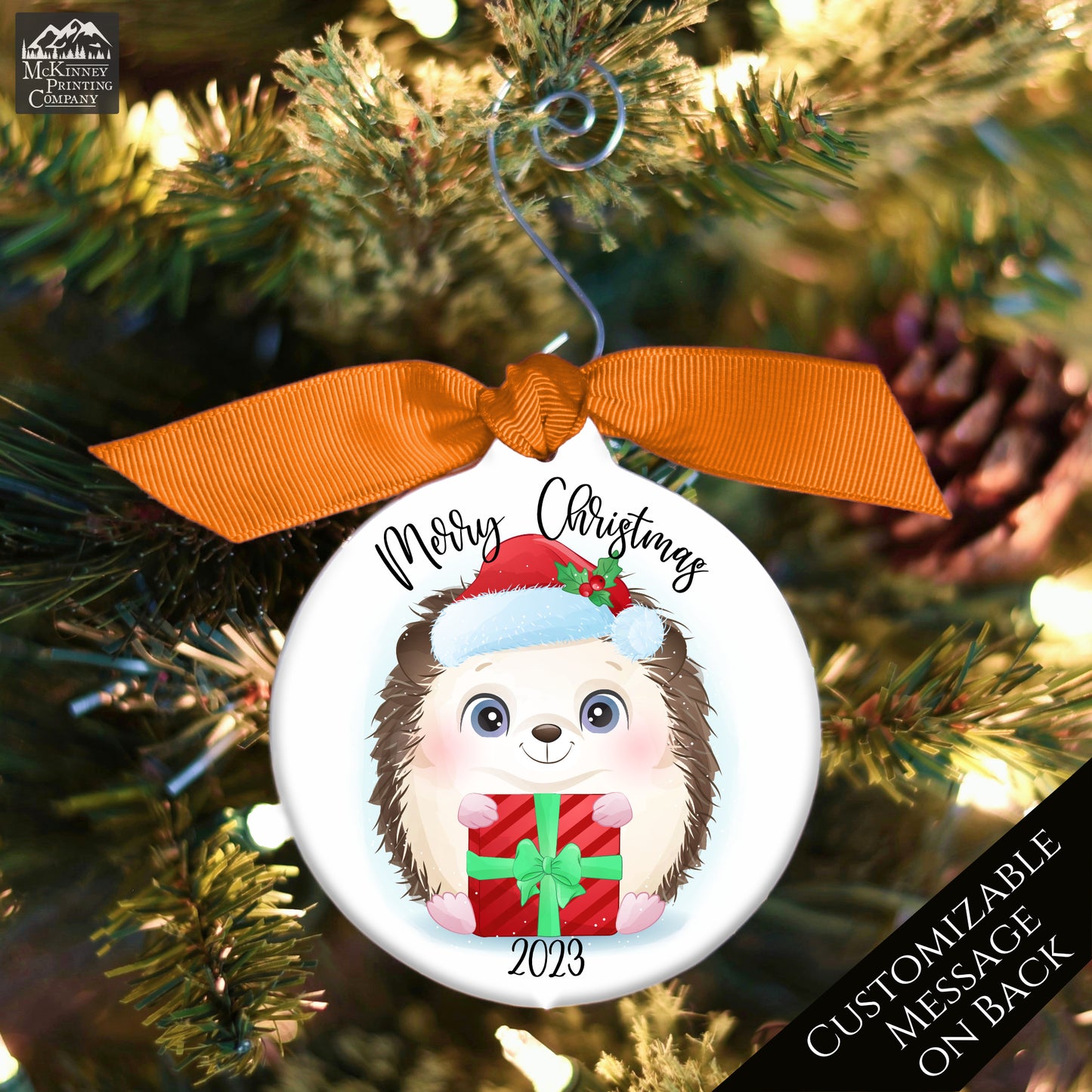 Hedgehog Ornament - Custom, First Christmas, Personalized, Bauble