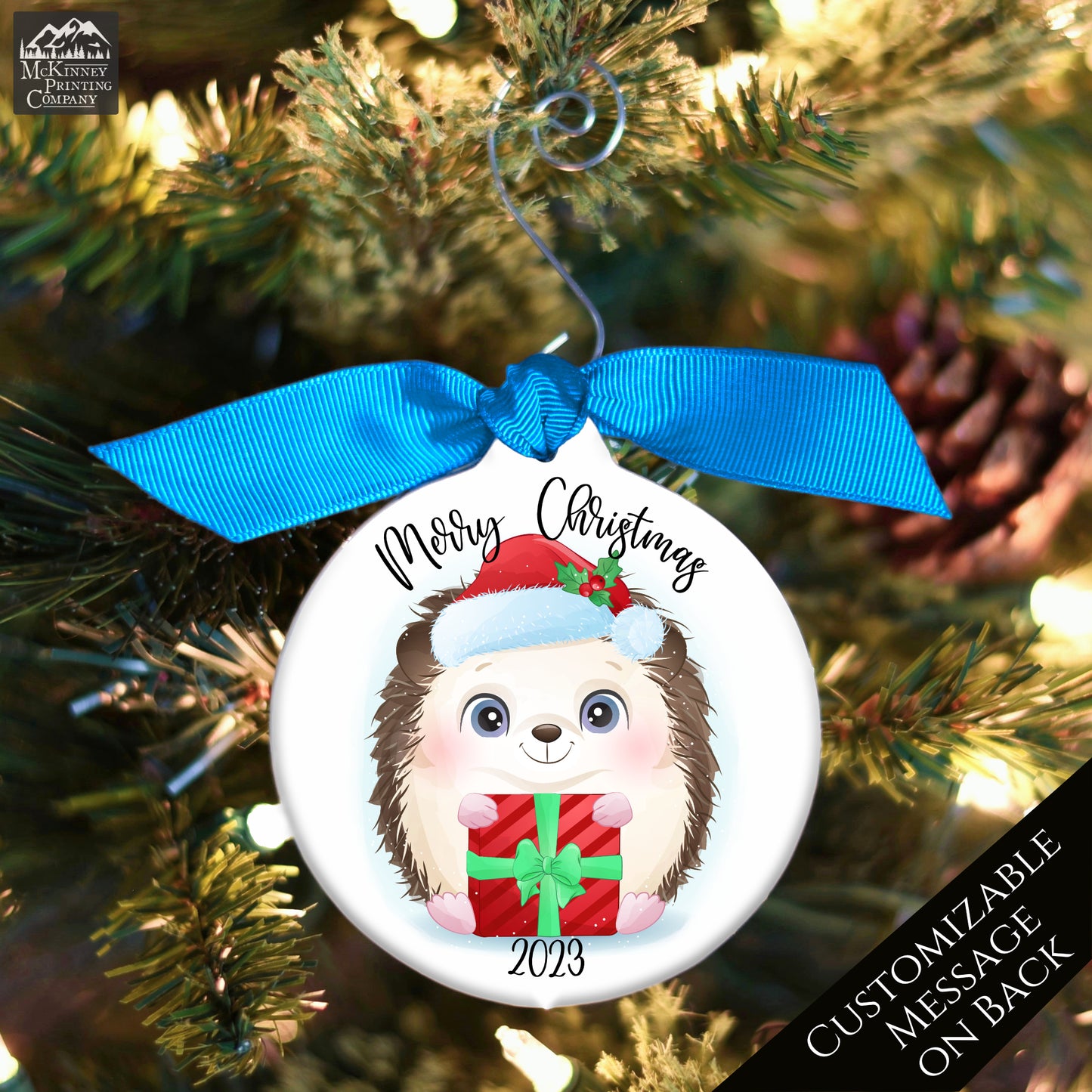 Hedgehog Ornament - Custom, First Christmas, Personalized, Bauble