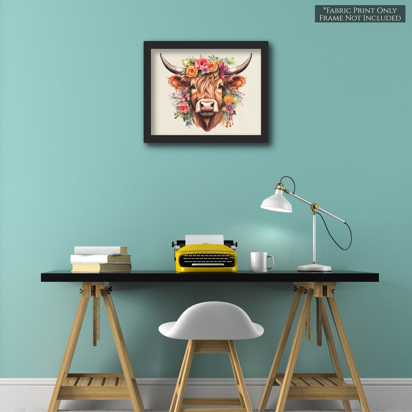 Highland Cow Print, Floral, Flower, Quilt, Quilting, Sewing, Crafts, Home Decor, Wall Art