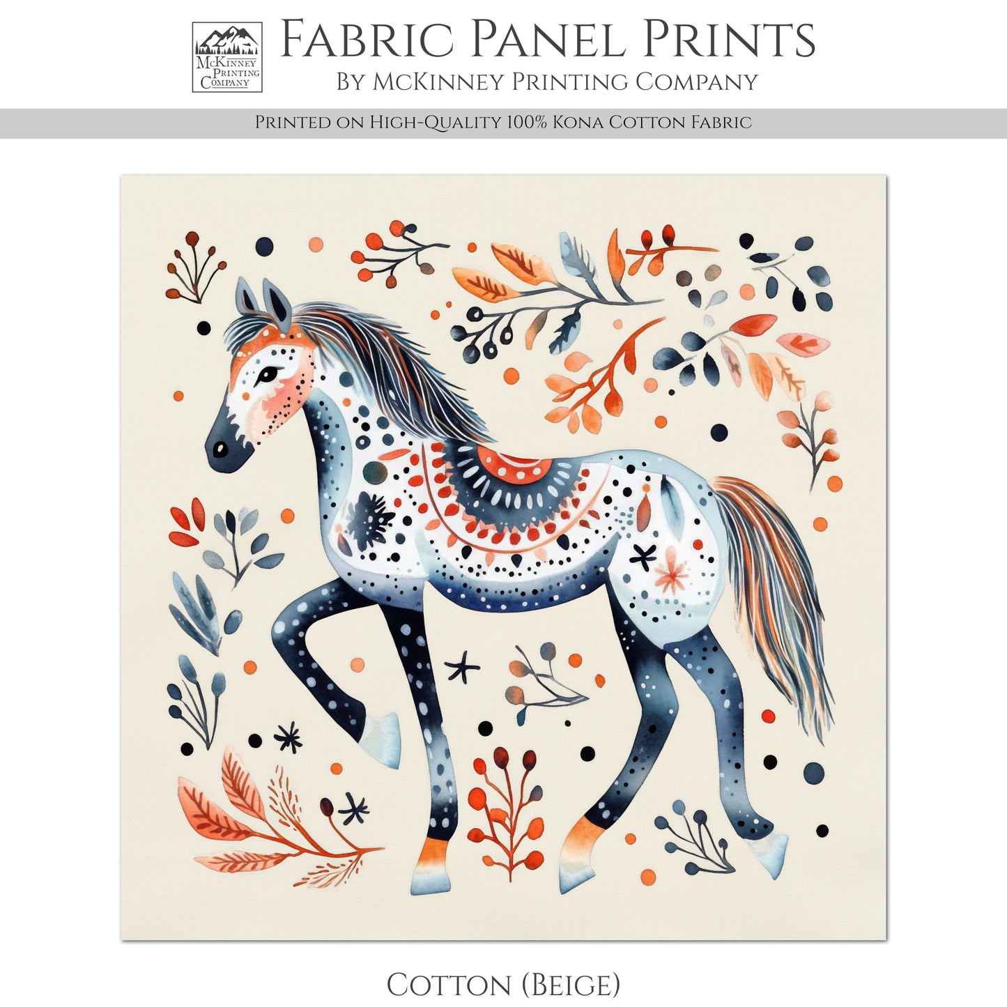 Horse Quilt - Pony, Cowgirl, Baby Fabric Panels, Canvas, Shower, Nursery Décor, Quilt Block, Wall Art, Cotton, Quilting