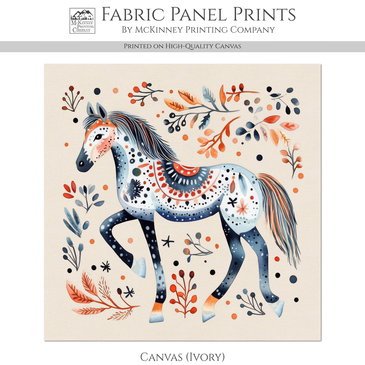 Horse Quilt - Pony, Cowgirl, Baby Fabric Panels, Canvas, Shower, Nursery Décor, Quilt Block, Wall Art, Cotton, Quilting