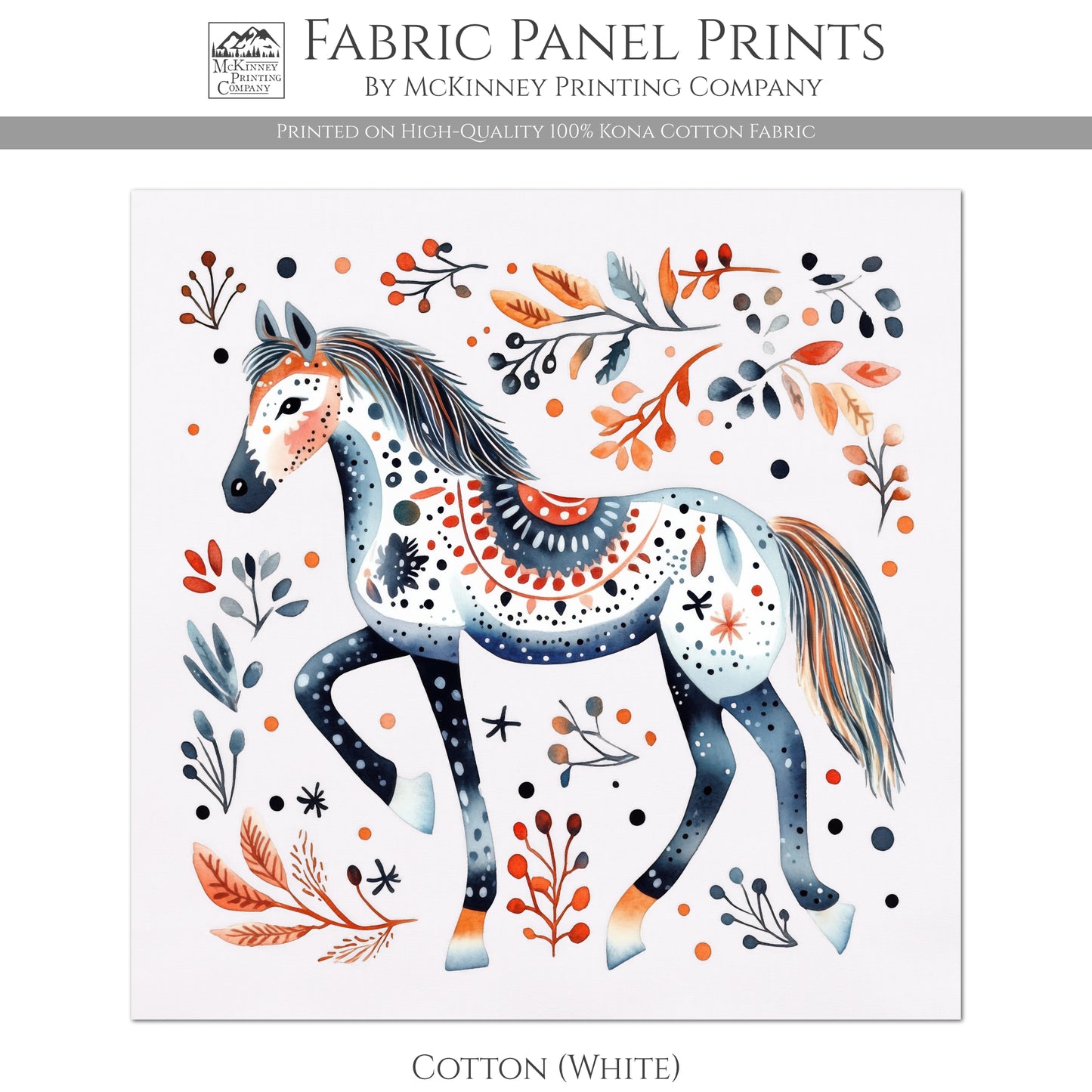 Horse Quilt - Pony, Cowgirl, Baby Fabric Panels, Canvas, Shower, Nursery Décor, Quilt Block, Wall Art, Cotton, Quilting