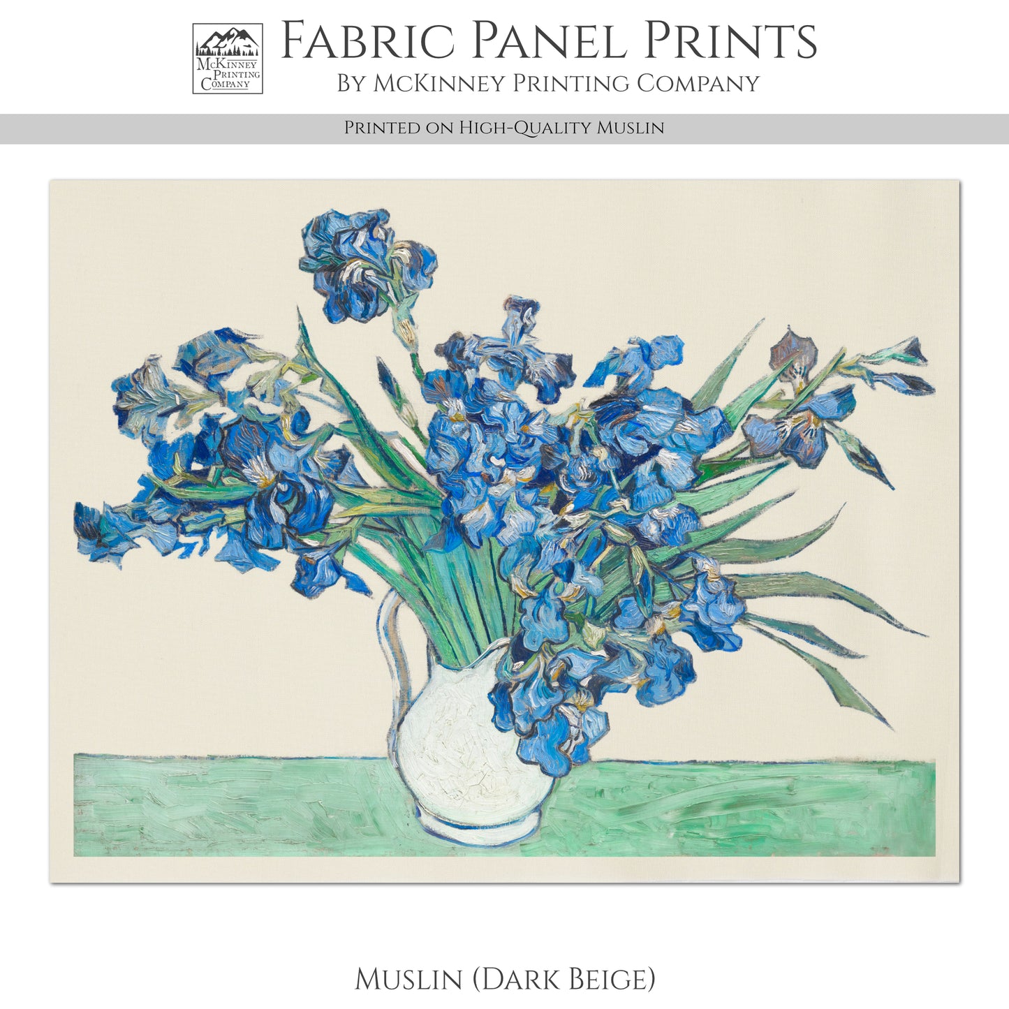 Van Gogh Fabric - Irises, Large Print Fabric, Cotton, Muslin, Canvas, Quilt, Wall Art, Painting