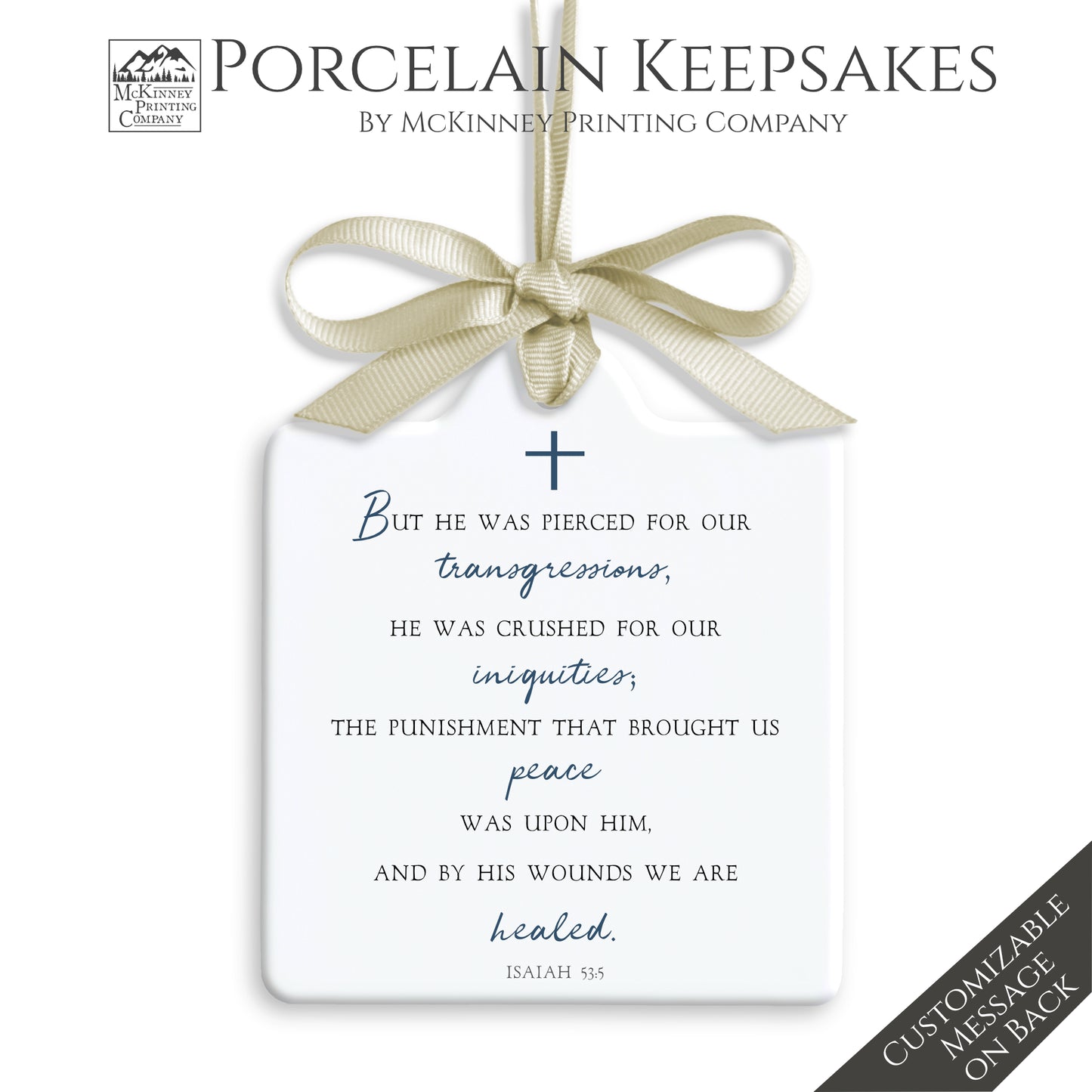 Isaiah 53 5 - Keepsake, Ornament, Personalized, Custom, Bible Verse, Christian Gift