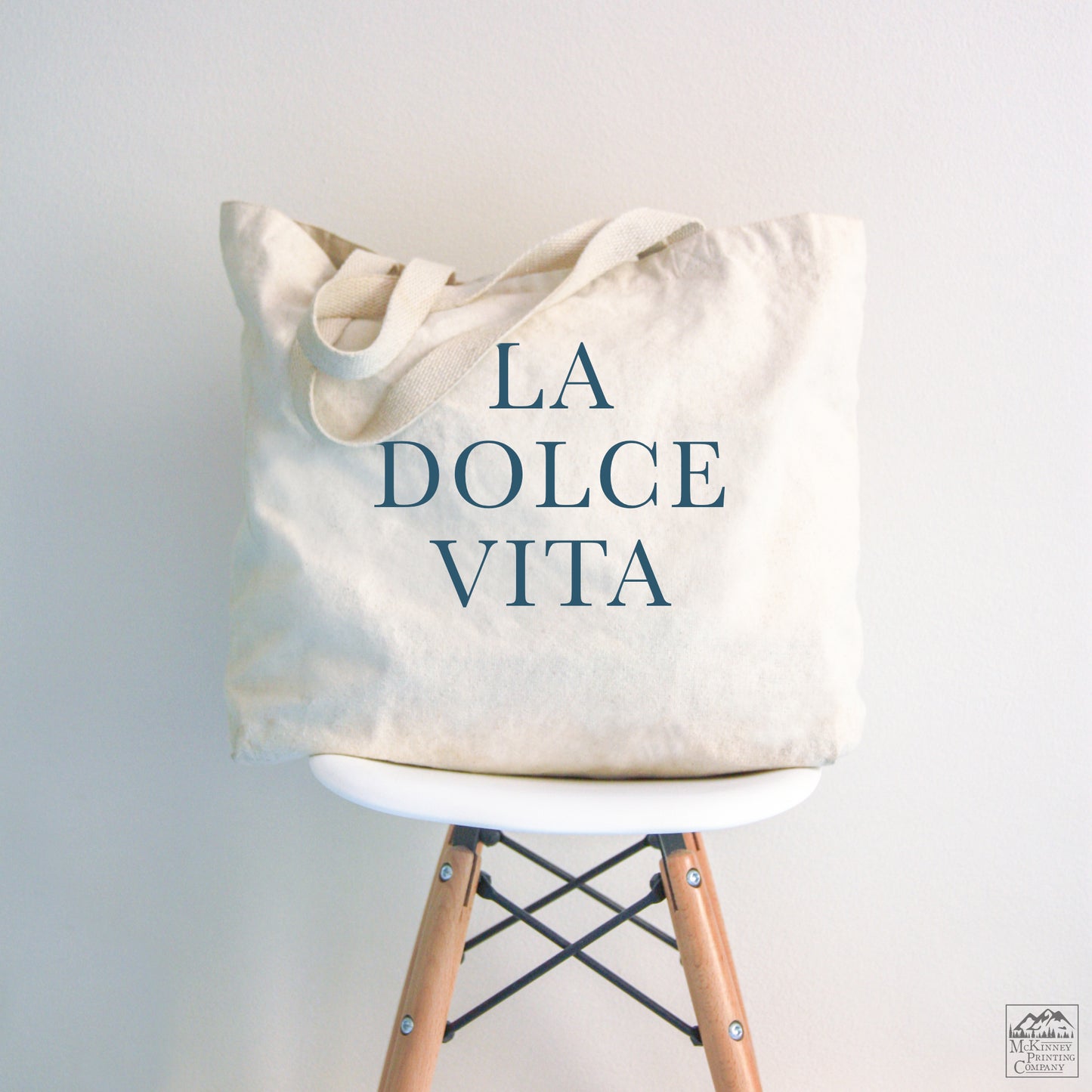 La Dolce Vita - Large Canvas Tote Bag, Italian Sayings, The Sweet Life, Canvas Tote Bag with Zipper, Aesthetic Tote Bag