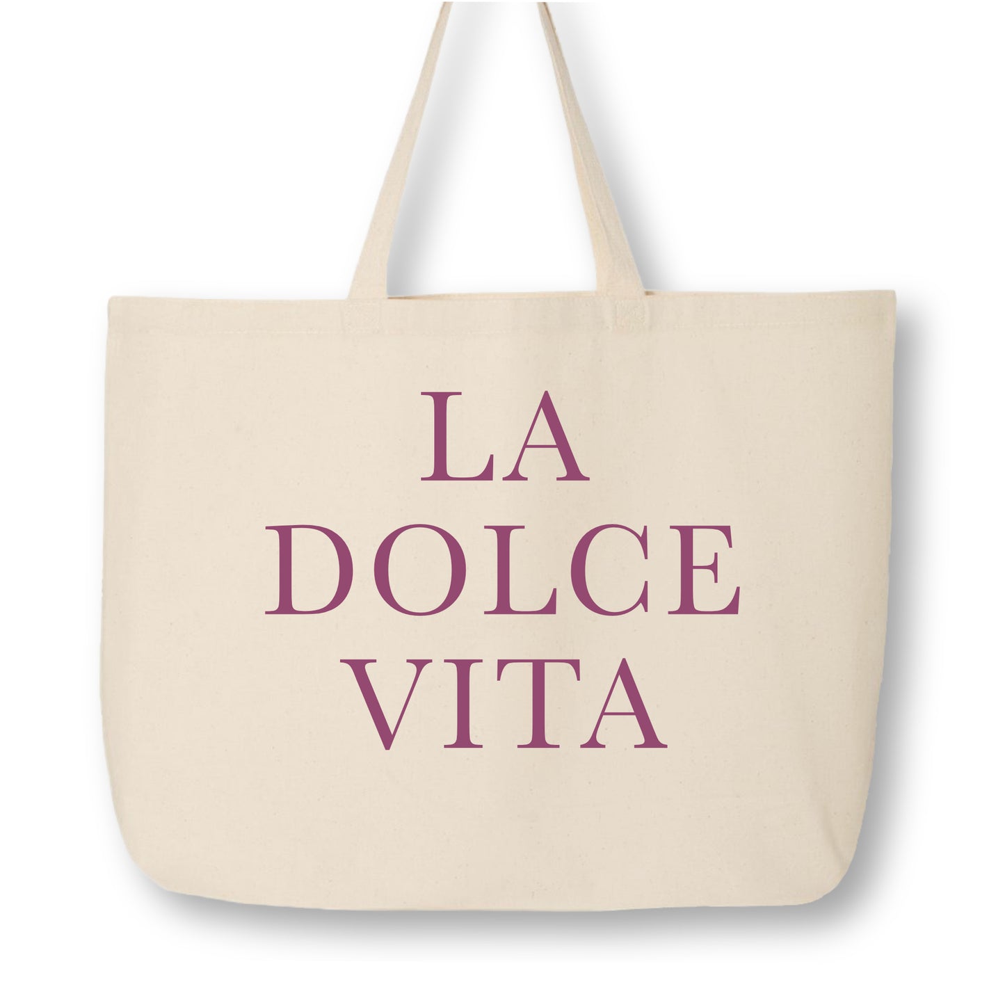 La Dolce Vita - Large Canvas Tote Bag, Italian Sayings, The Sweet Life, Canvas Tote Bag with Zipper, Aesthetic Tote Bag