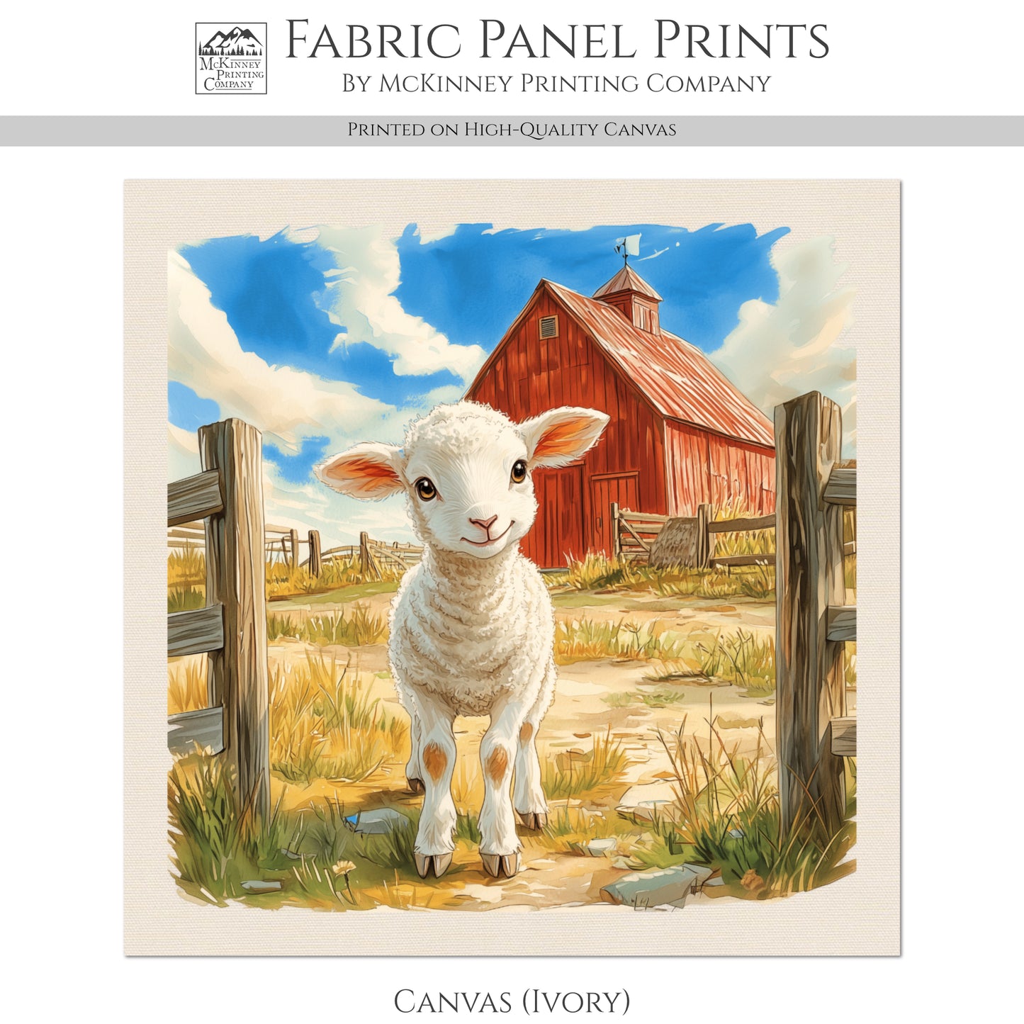 Farm Animal Fabric - Sheep Fabric, Lamb, Baby Fabric Panels, Cotton, Nursery Décor, Infant, Quilt Block, Wall Art, Quilting, Sewing
