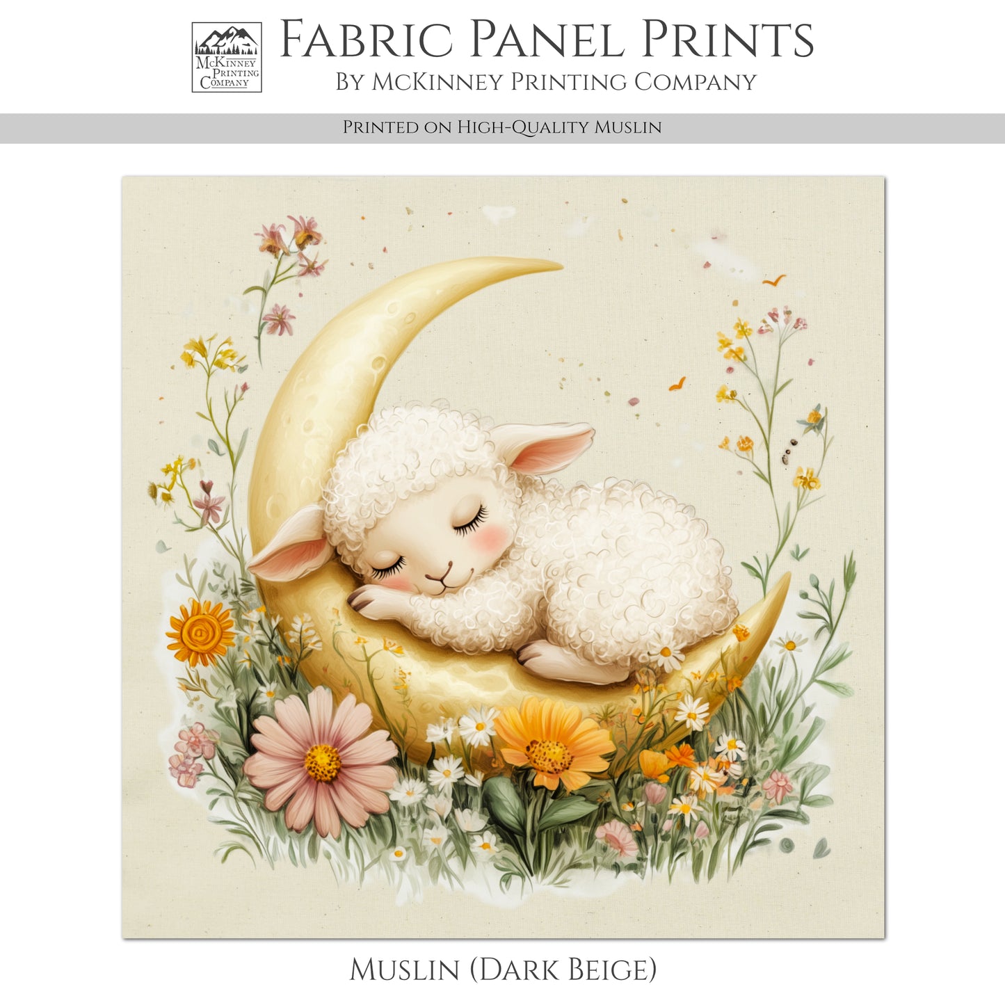 Sheep Fabric - Baby Fabric Panels, Animal, Lamb, Canvas, Shower Gift, Nursery Décor, Quilt Block, Wall Art, Cotton, Quilting