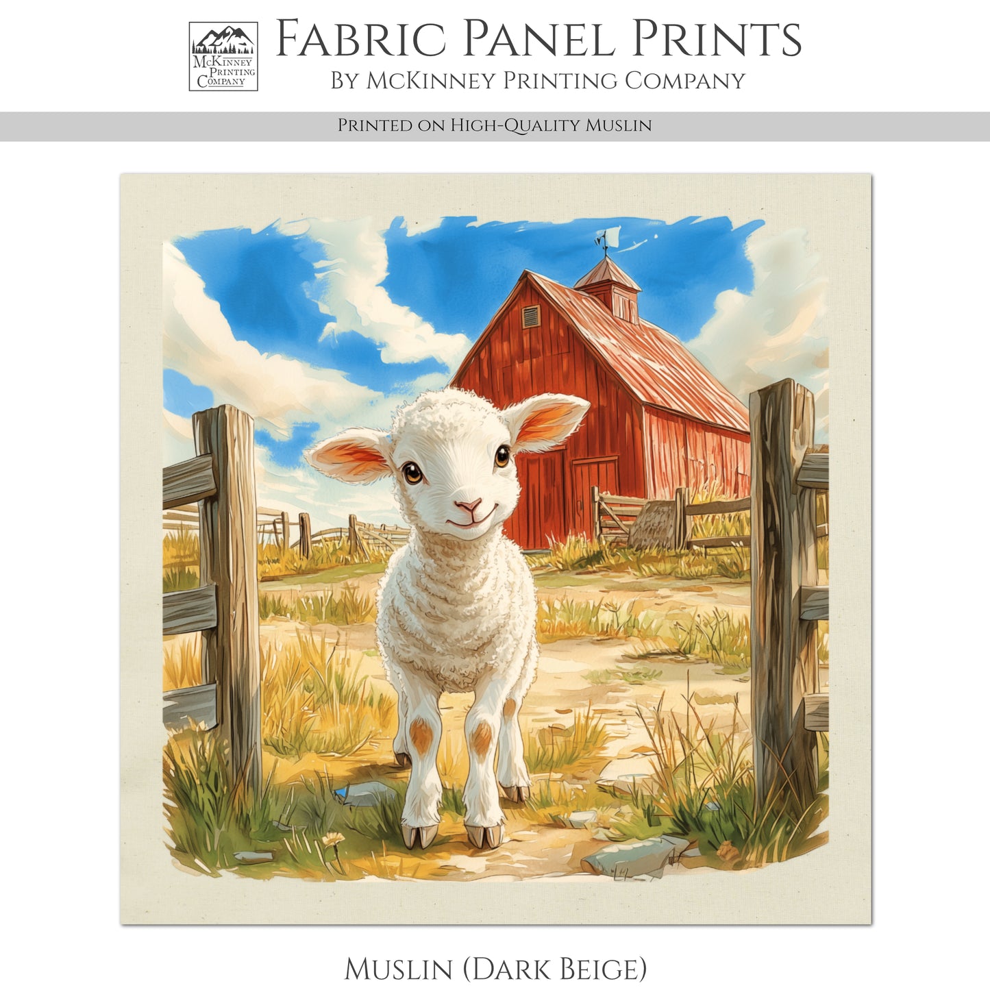 Farm Animal Fabric - Sheep Fabric, Lamb, Baby Fabric Panels, Cotton, Nursery Décor, Infant, Quilt Block, Wall Art, Quilting, Sewing