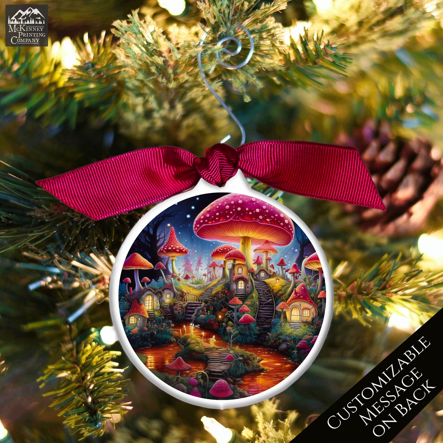 Mushroom Ornament - Christmas, Village, Gift, Fantasy, Personalized