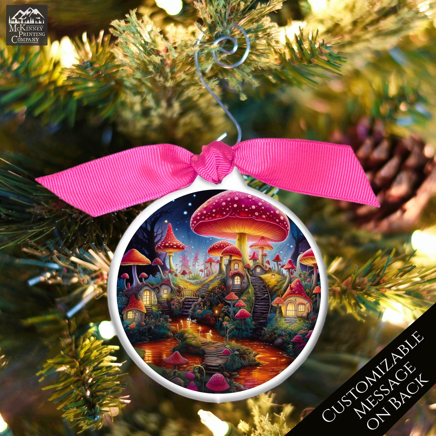 Mushroom Ornament - Christmas, Village, Gift, Fantasy, Personalized