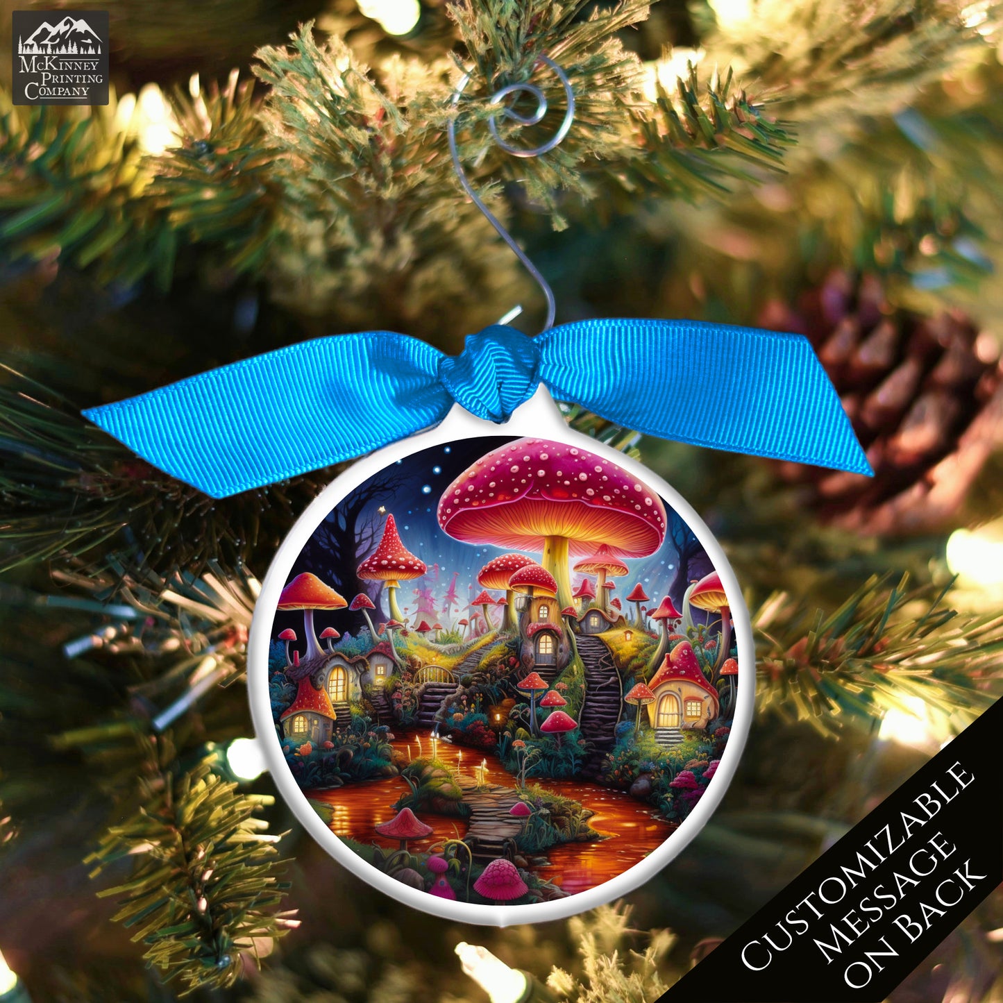 Mushroom Ornament - Christmas, Village, Gift, Fantasy, Personalized