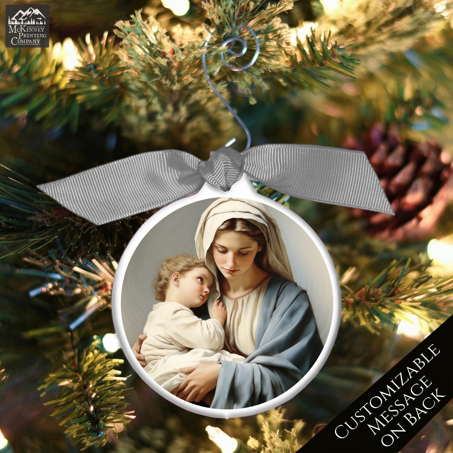 Nativity Ornament - Christmas, Manger, Baby Jesus, Mary, Painting, Art