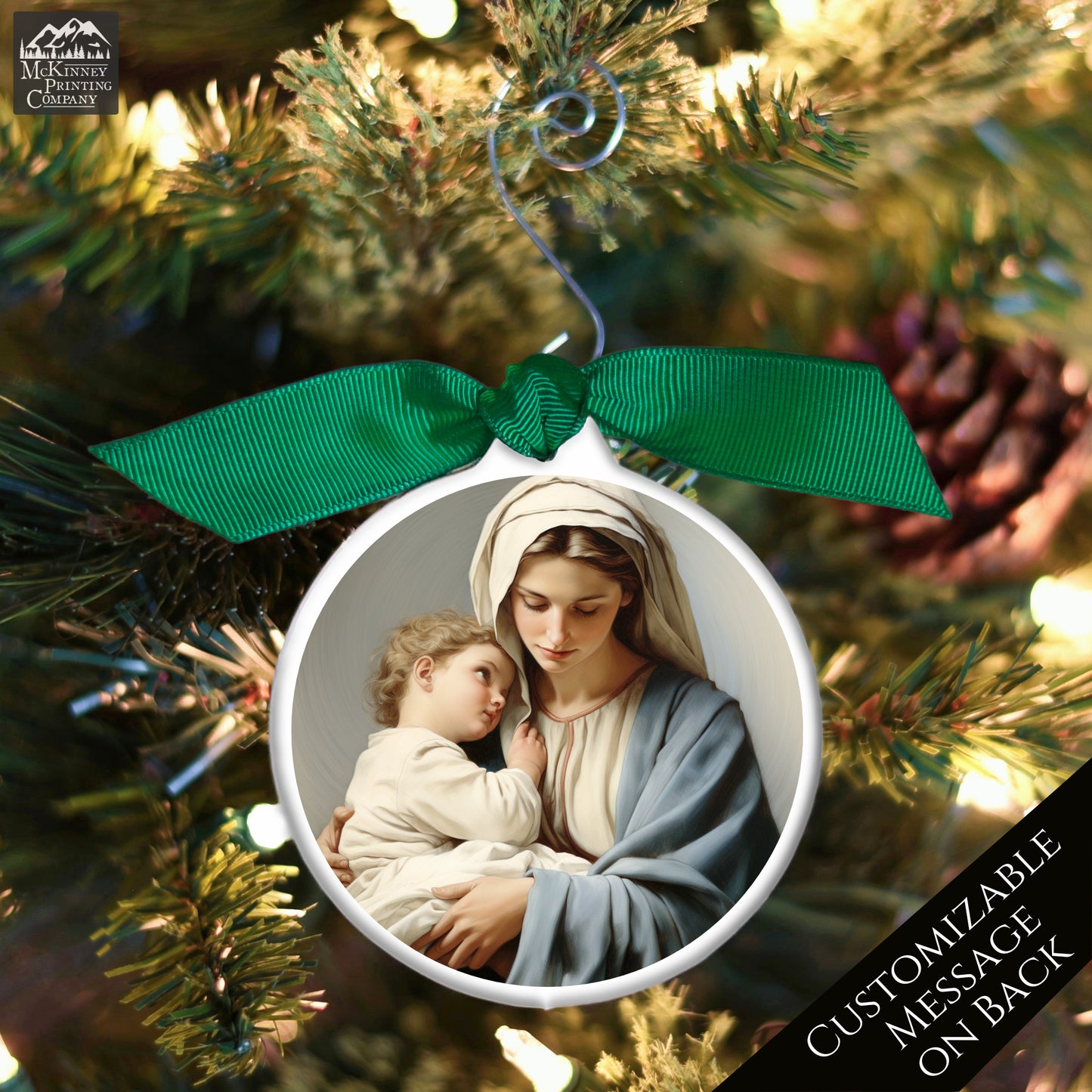 Nativity Ornament - Christmas, Manger, Baby Jesus, Mary, Painting, Art