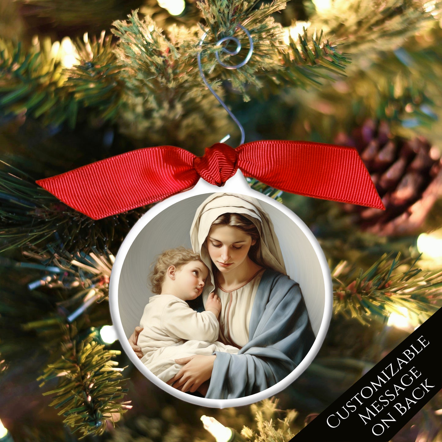 Nativity Ornament - Christmas, Manger, Baby Jesus, Mary, Painting, Art