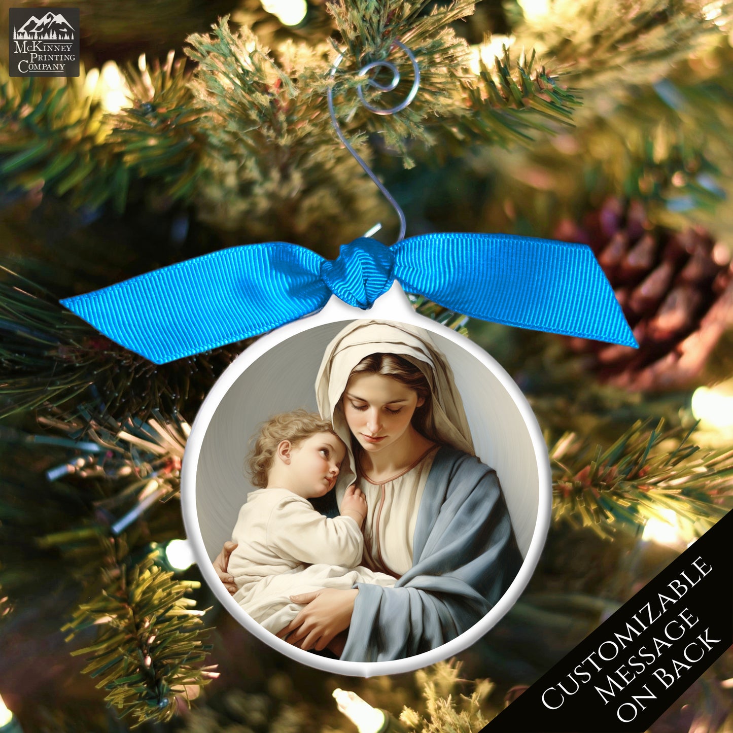 Nativity Ornament - Christmas, Manger, Baby Jesus, Mary, Painting, Art