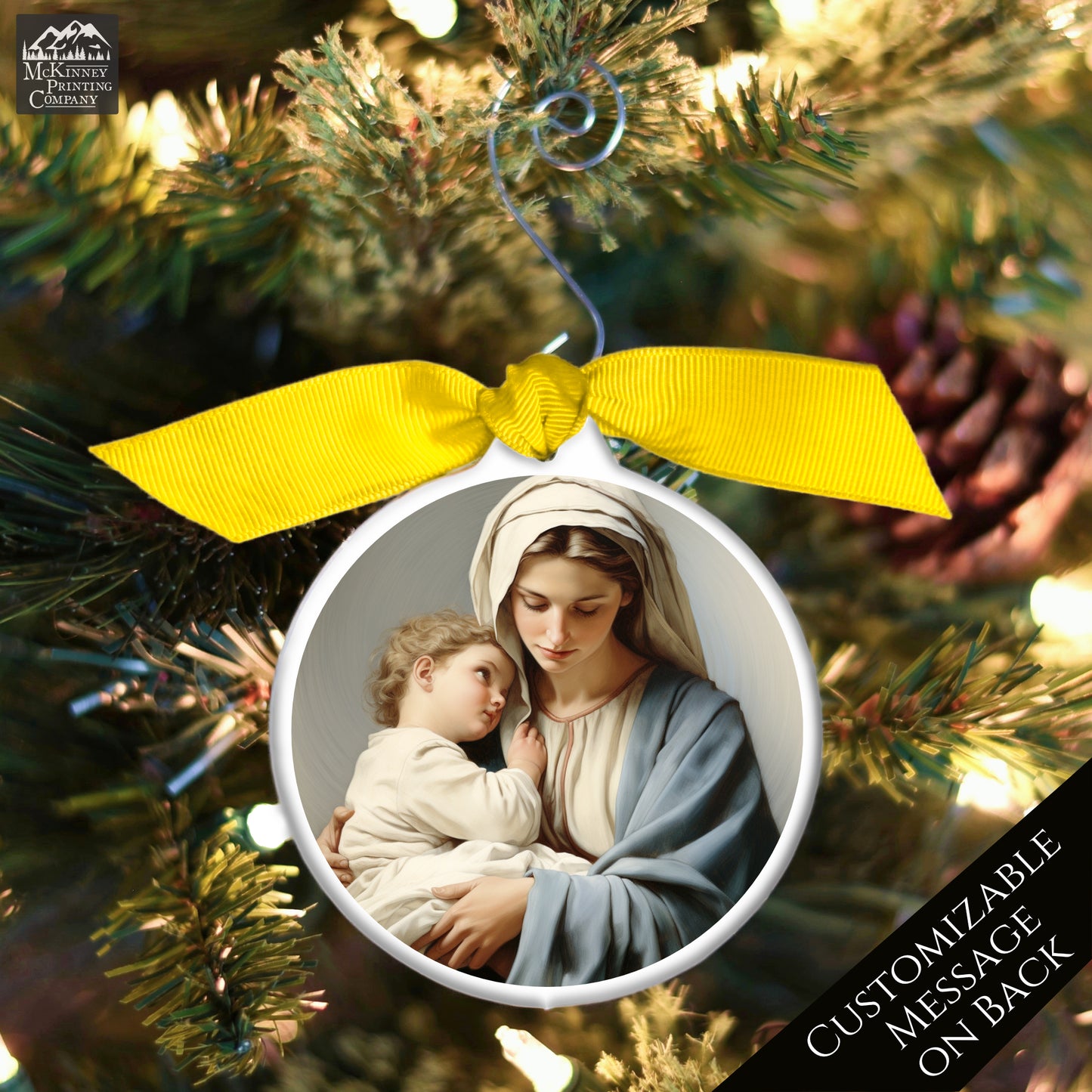 Nativity Ornament - Christmas, Manger, Baby Jesus, Mary, Painting, Art