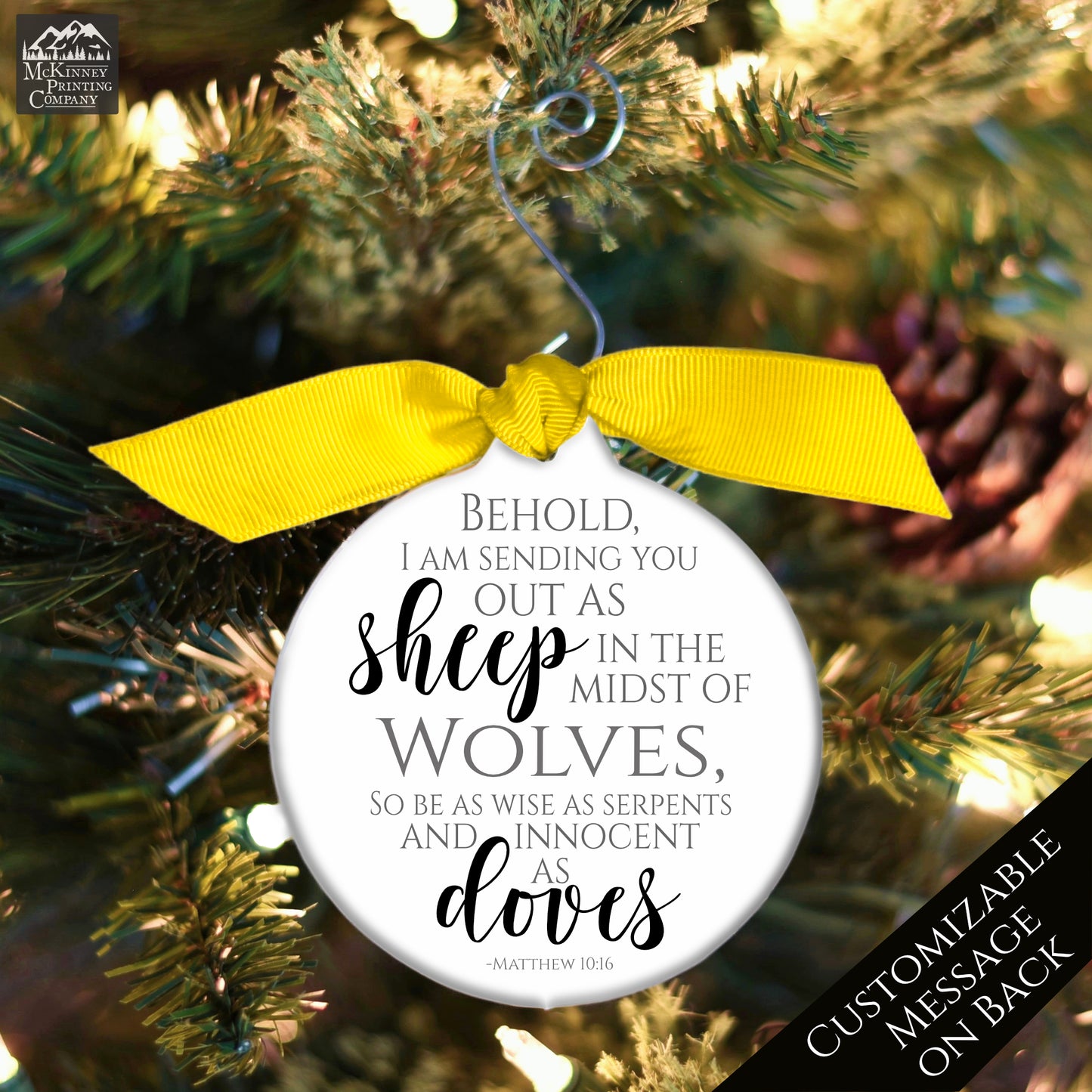 Matthew 10 16 - Christmas Ornament, Sheep in the Midst of Wolves, Religious Ornament, Christian