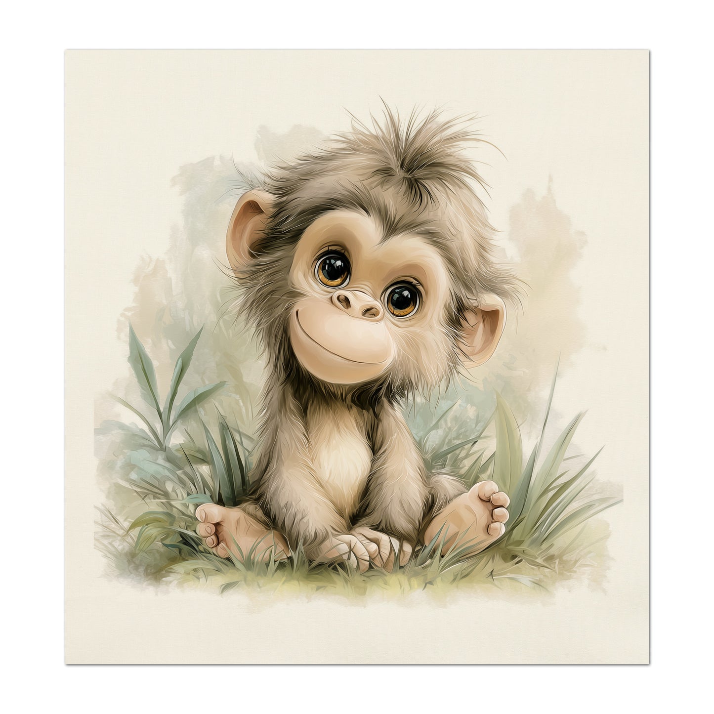 Gorilla - Baby Fabric Panels, Monkey, Jungle, Animal, Nursery Décor, Quilt Block, Wall Art, Cotton, Quilting