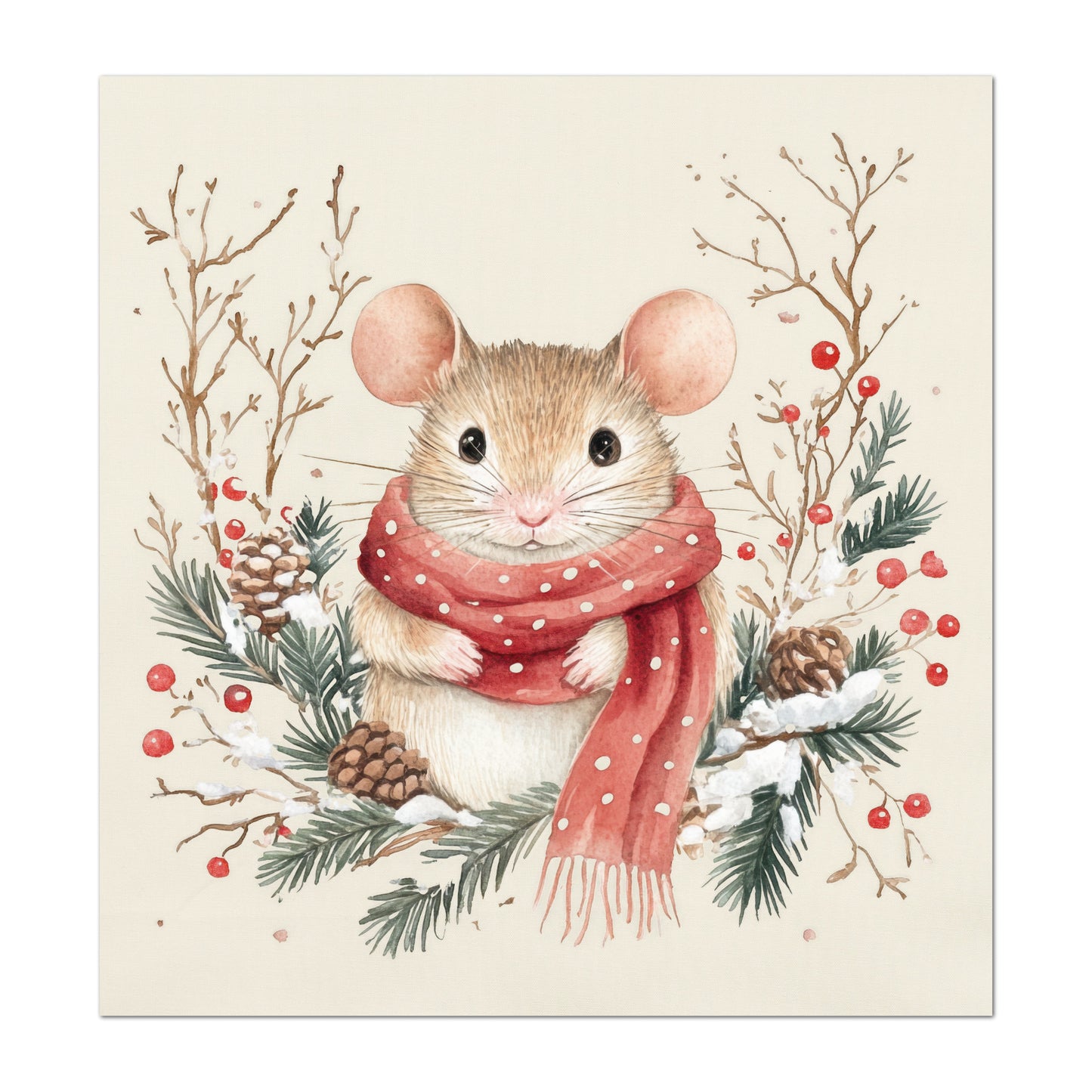 Christmas Mouse - Christmas Fabric Panels, Cotton, Baby Fabric Panels, Animal, Decor, Wall Art, Large Print, Block Print, Cotton, Quilting, Quilt