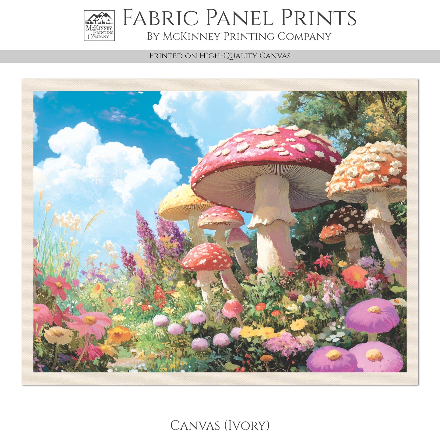 Mushroom Fabric - Painting, Watercolor, Floral, Craft, Tapestry, Large Print, Block Print Fabric, Cotton, Quilting, Wall Art, Quilt