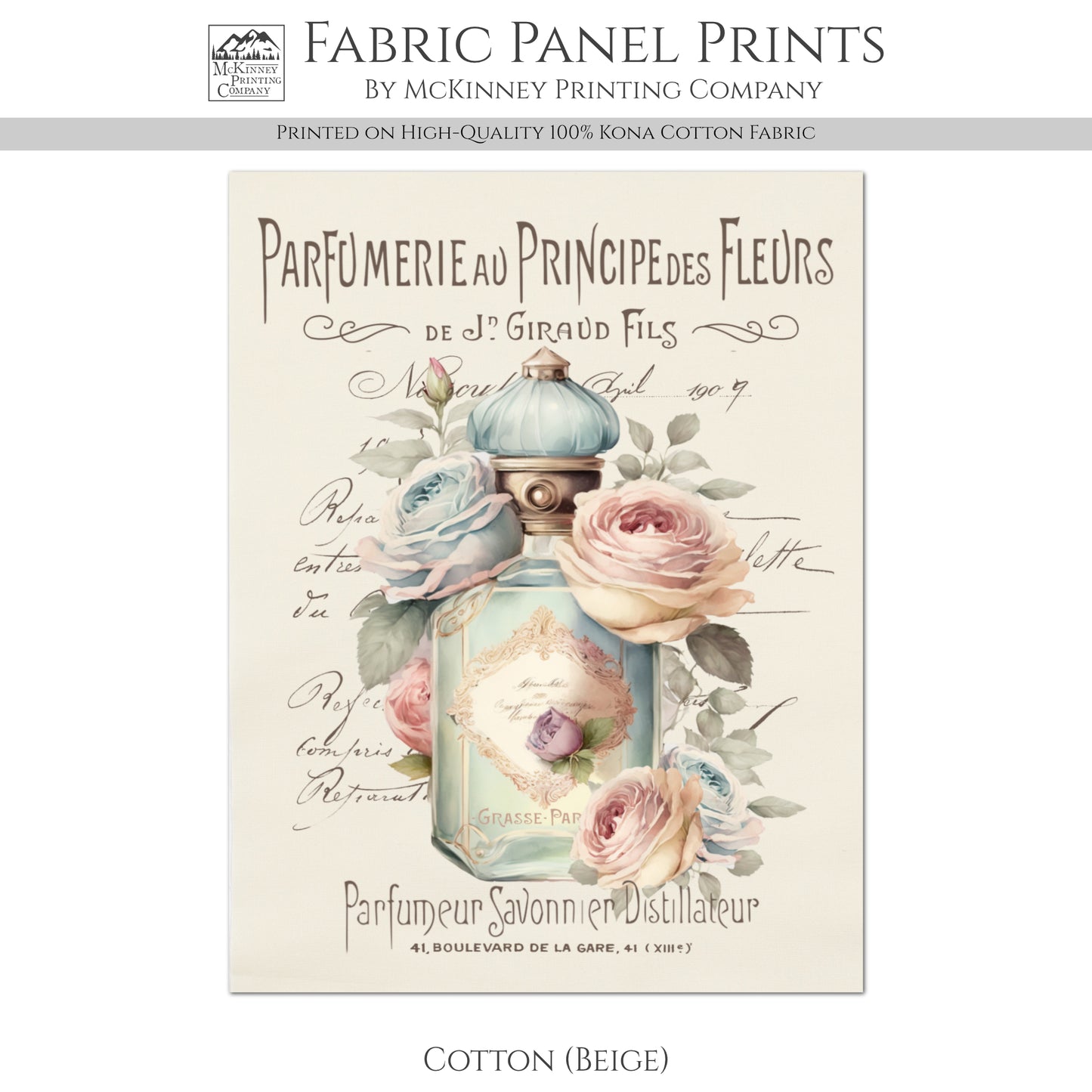 Shabby Chic Fabric - French Floral, Country, Spring, Flower, Vintage, Quilt Block, Quilting, Sewing