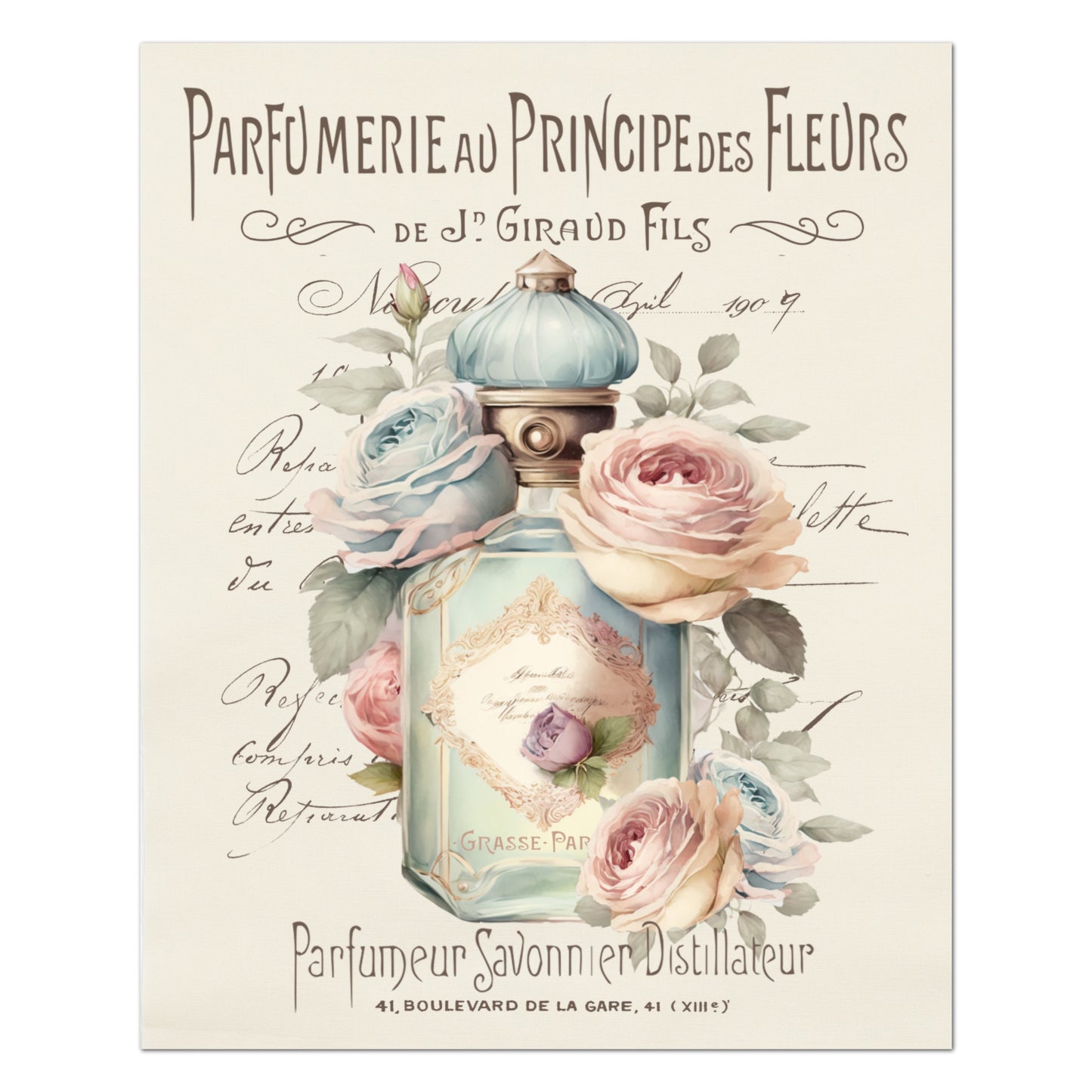 Shabby Chic Fabric - French Floral, Country, Spring, Flower, Vintage, Quilt Block, Quilting, Sewing