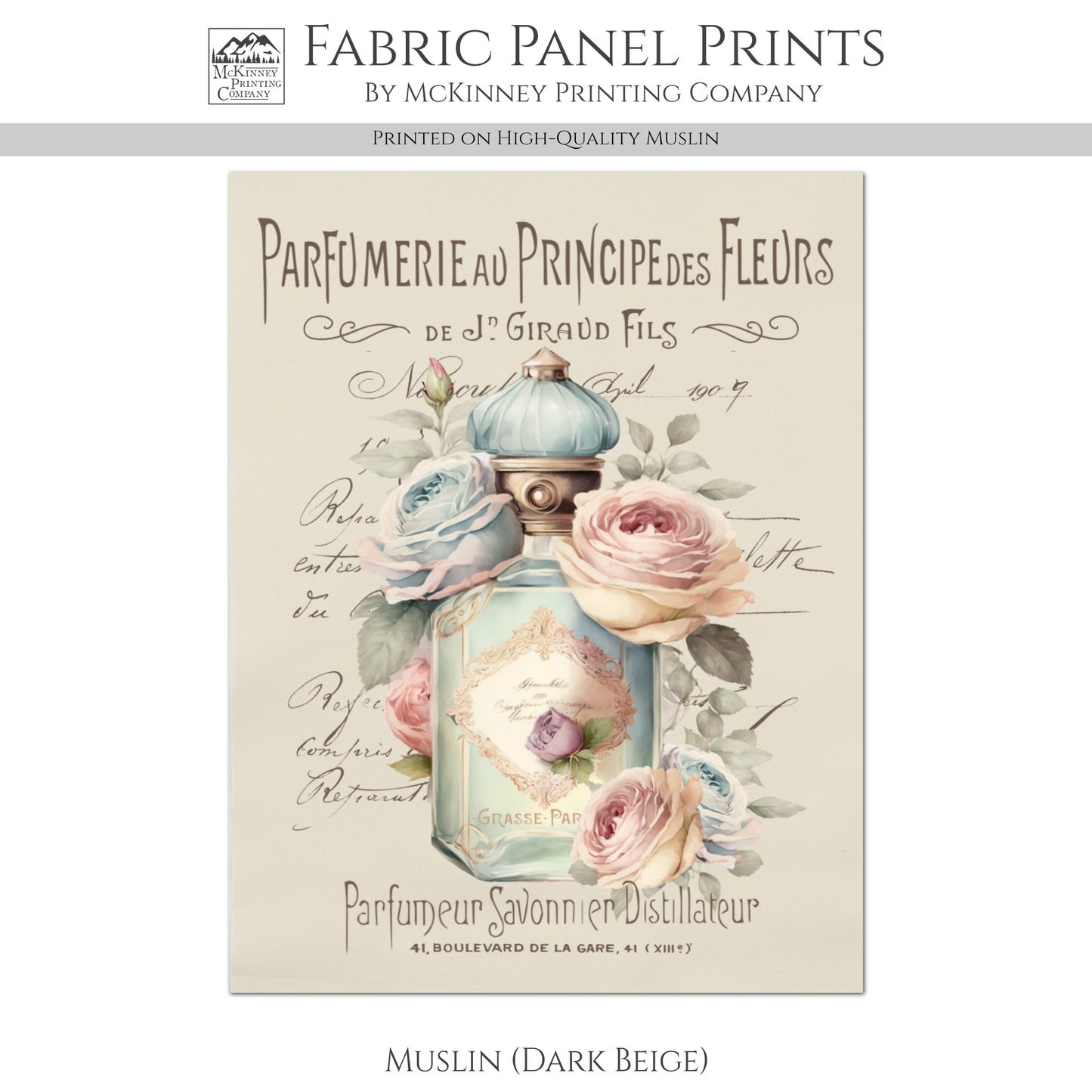 Shabby Chic Fabric - French Floral, Country, Spring, Flower, Vintage, Quilt Block, Quilting, Sewing