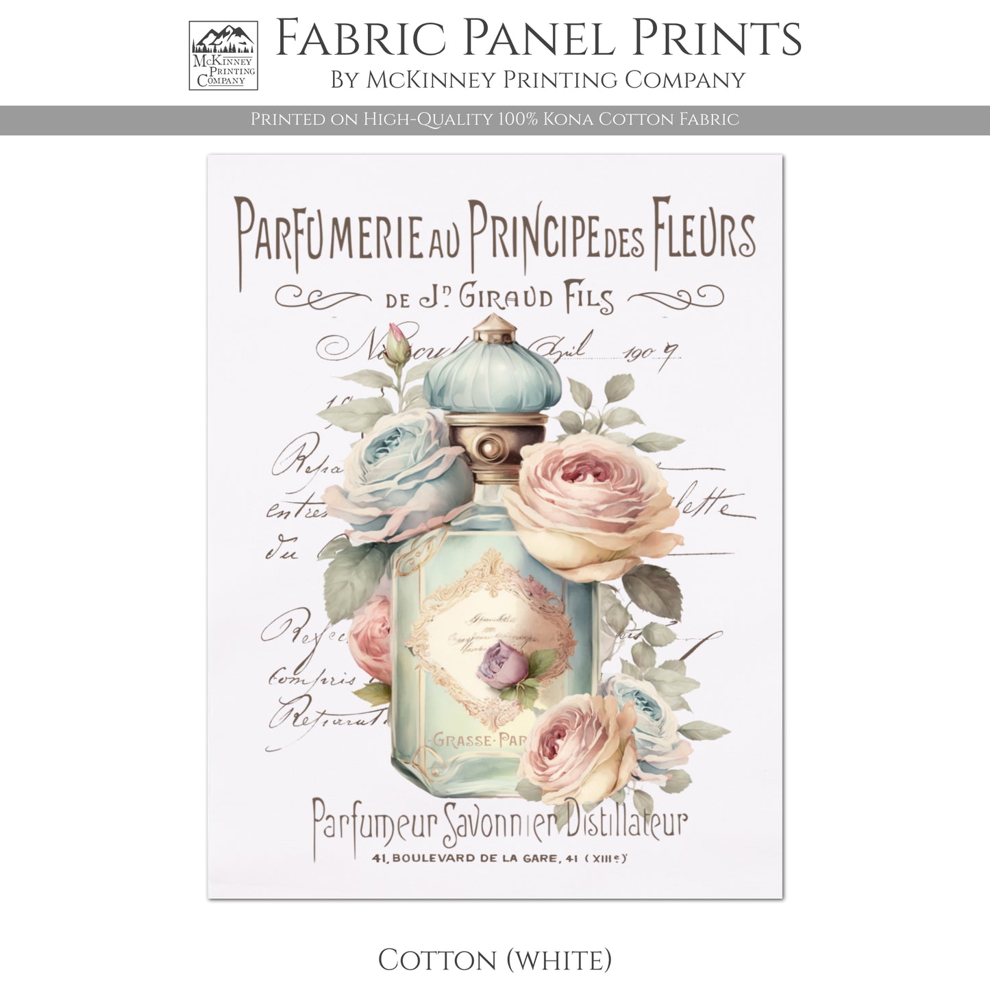 Shabby Chic Fabric - French Floral, Country, Spring, Flower, Vintage, Quilt Block, Quilting, Sewing