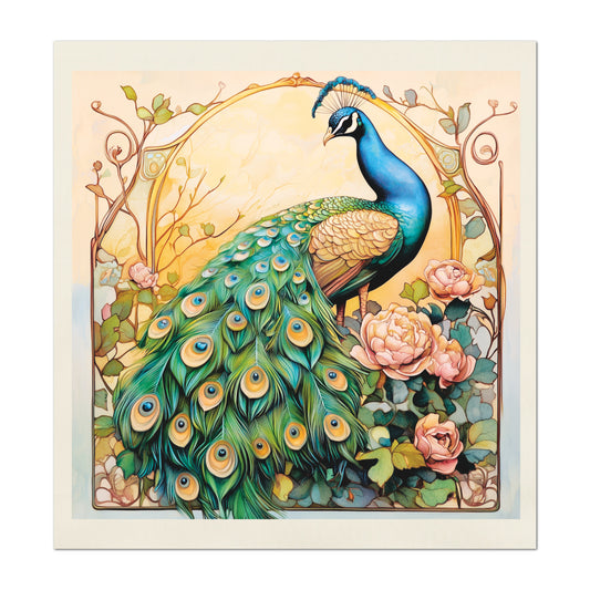 Art Nouveau Fabric - Peacock Fabric, French Country, Bird Fabric Panels, Shabby Chic, Décor, Quilt Block, Vintage, Wall Art, Cotton, Quilting