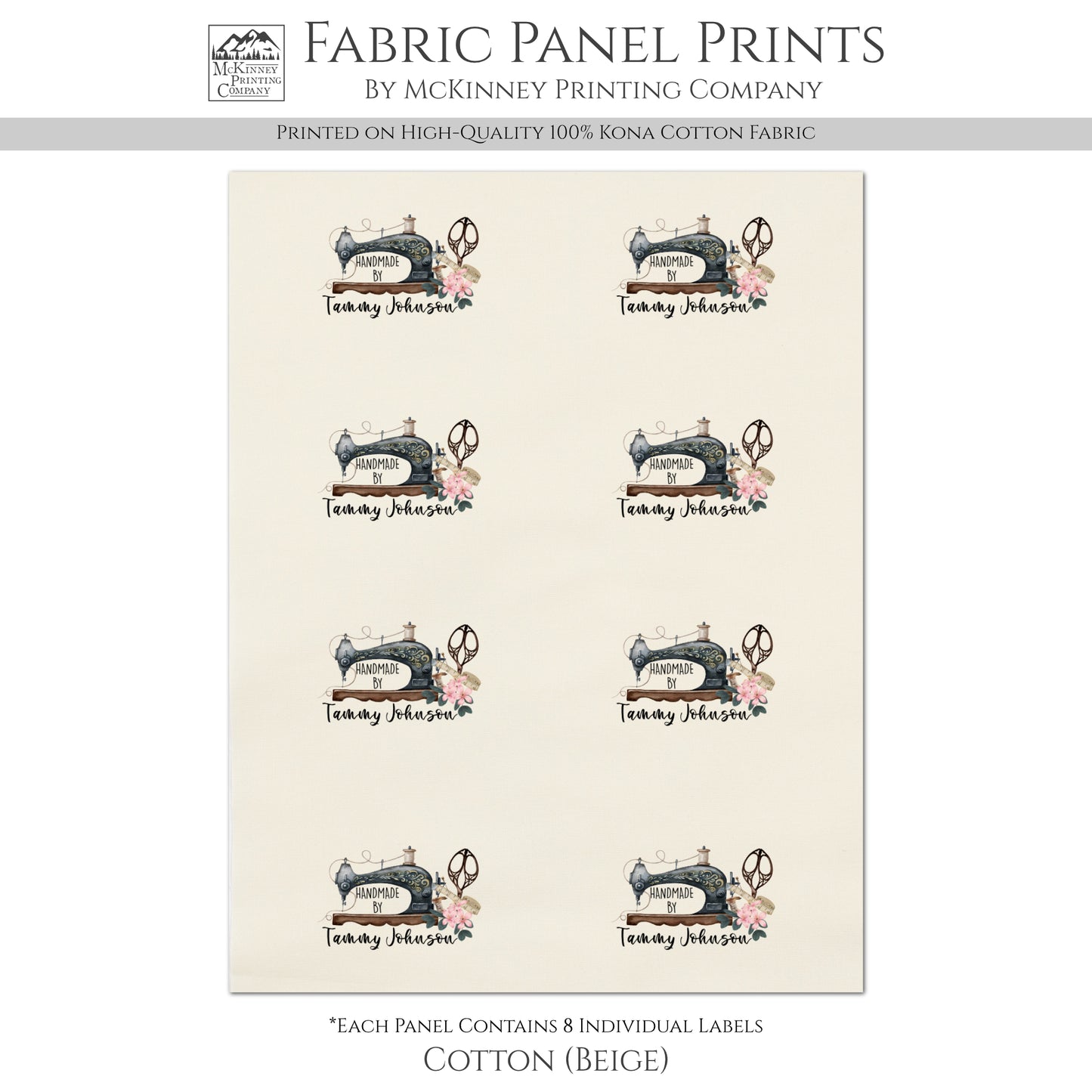 Sewing Labels for Handmade Items - Personalized, Fabric Panel Print, Quilt