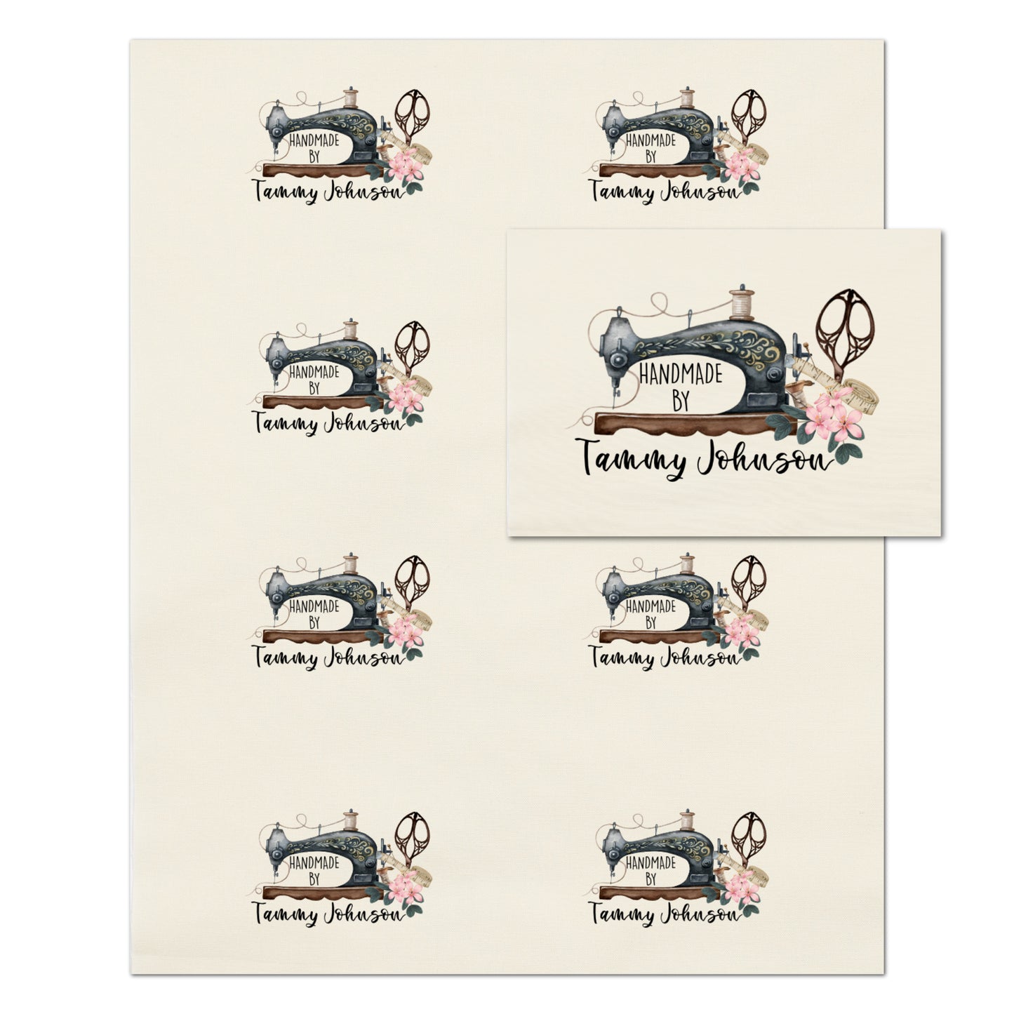 Sewing Labels for Handmade Items - Personalized, Fabric Panel Print, Quilt