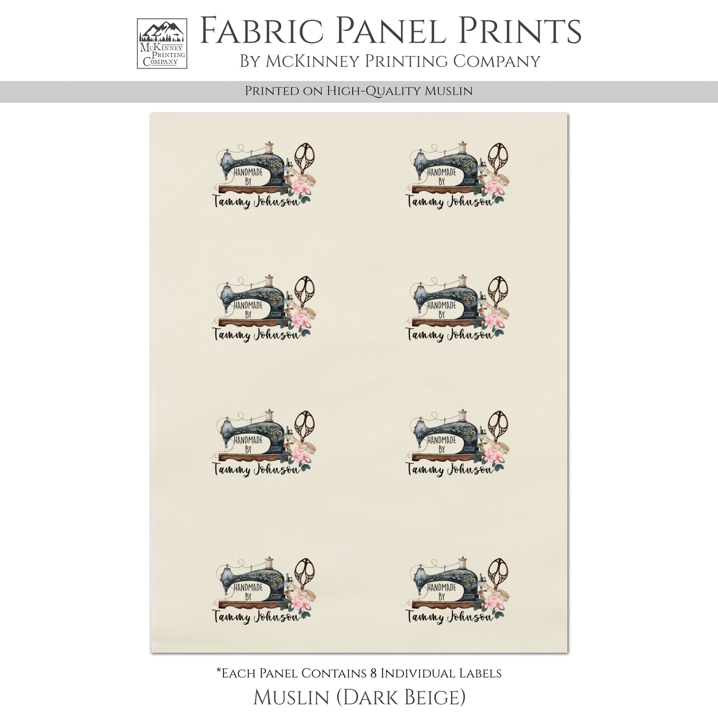 Sewing Labels for Handmade Items - Personalized, Fabric Panel Print, Quilt