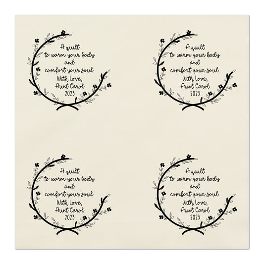 Quilt Label, Personalized Name, Floral, Round