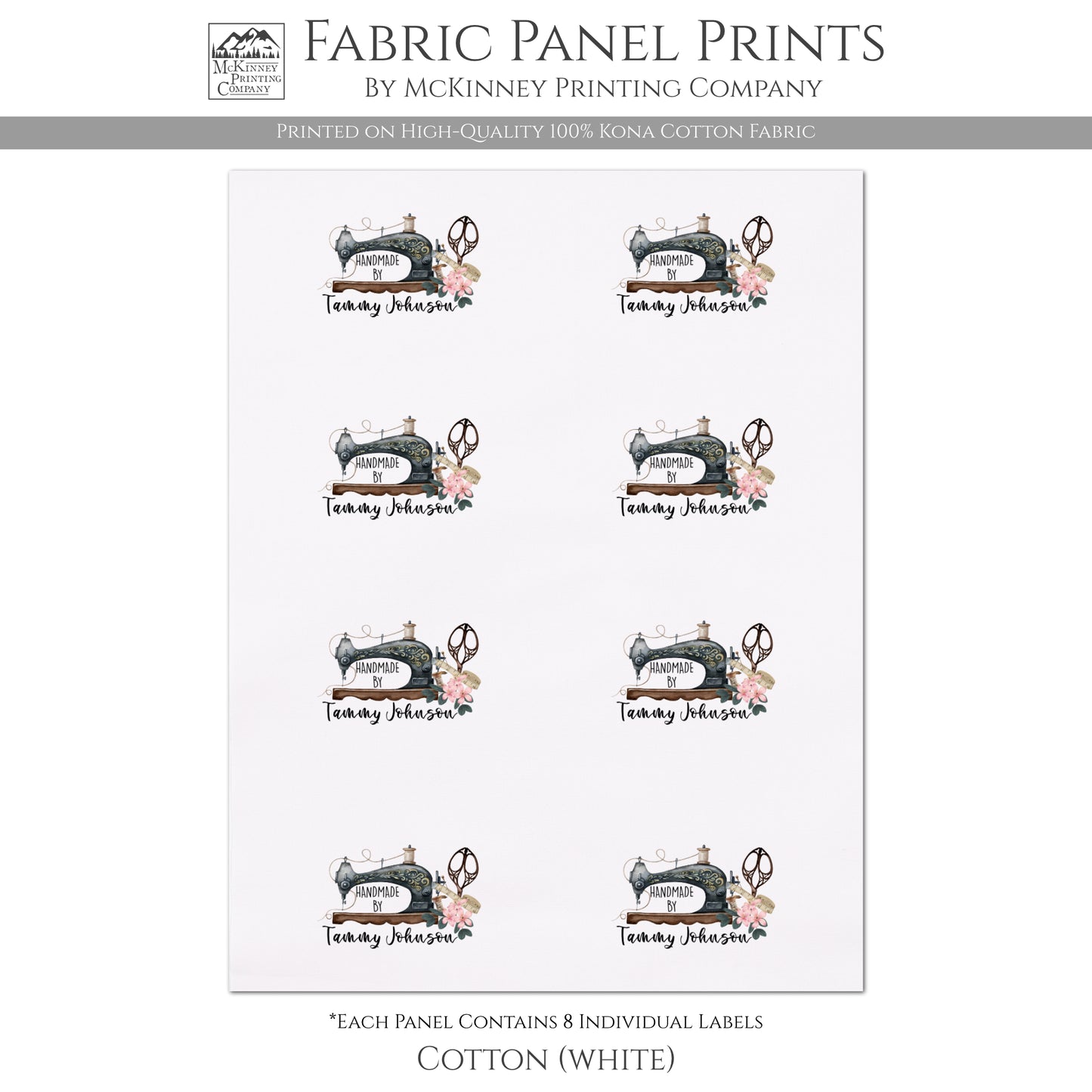 Sewing Labels for Handmade Items - Personalized, Fabric Panel Print, Quilt