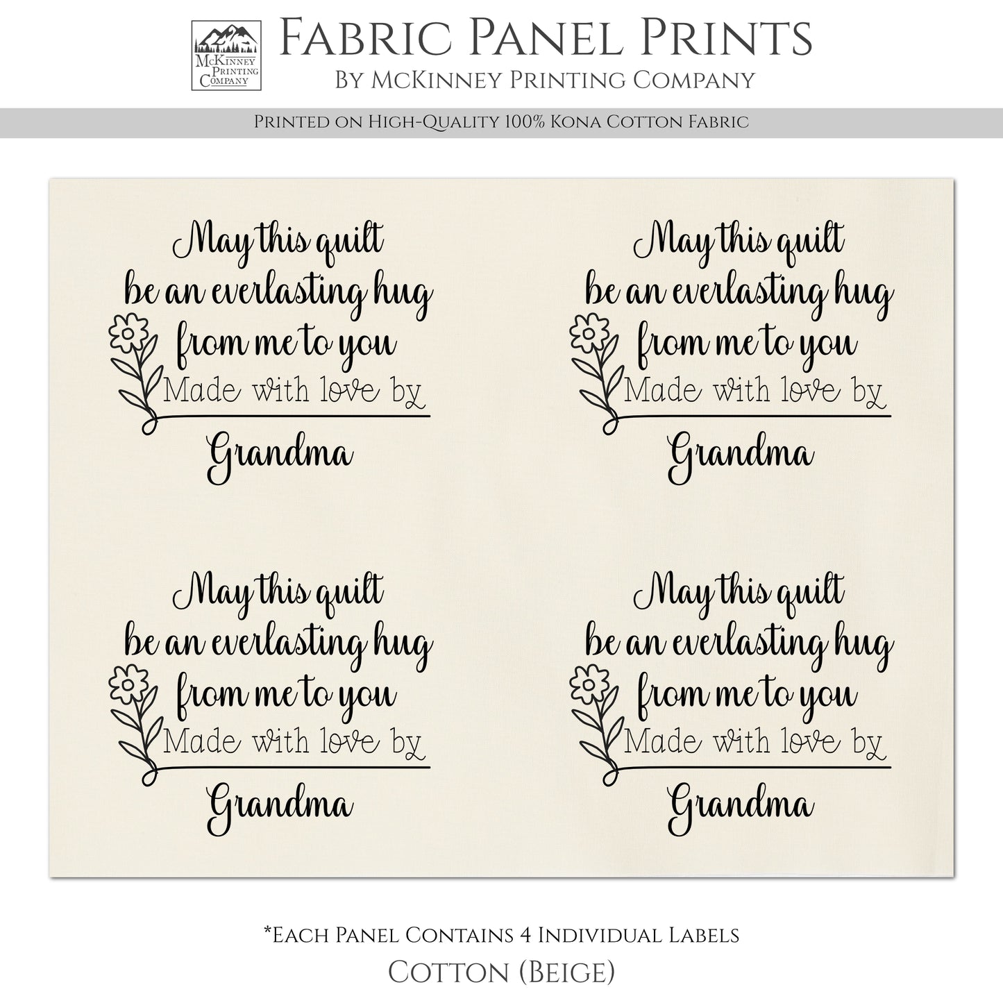 Quilt Labels - Custom, Quilt Labels Personalized, Sewing, Fabric Tags, Fabric Panel Print, Quilt Block