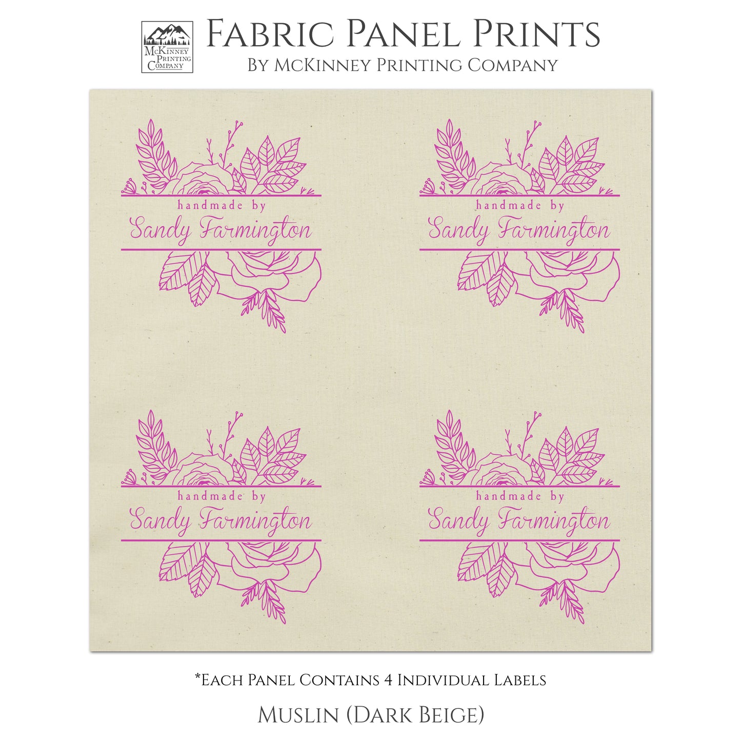 Quilt Labels, Quilting, Personalized Name - Muslin
