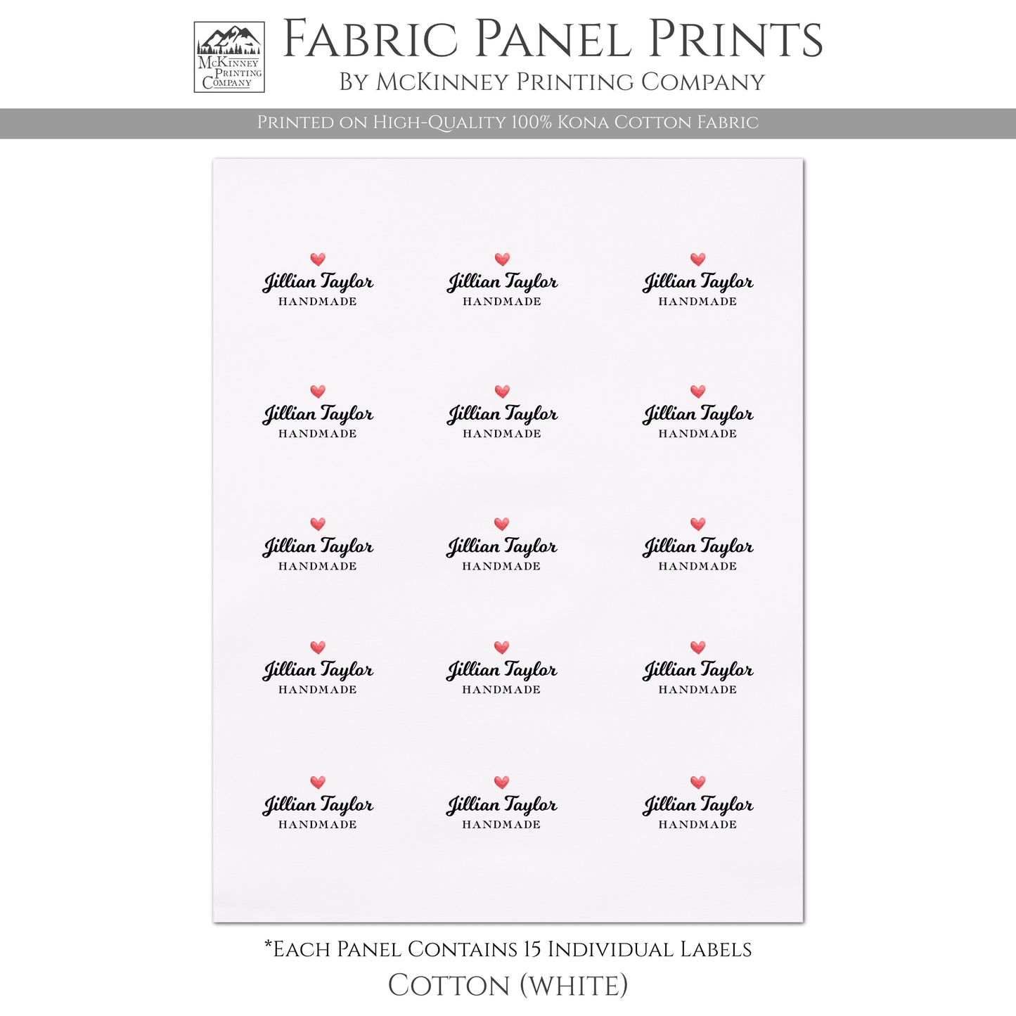 Kona Cotton Fabric - Quilt Labels - Fabric Panel Print for Handmade Sewing and Craft Projects, Supplies and Materials