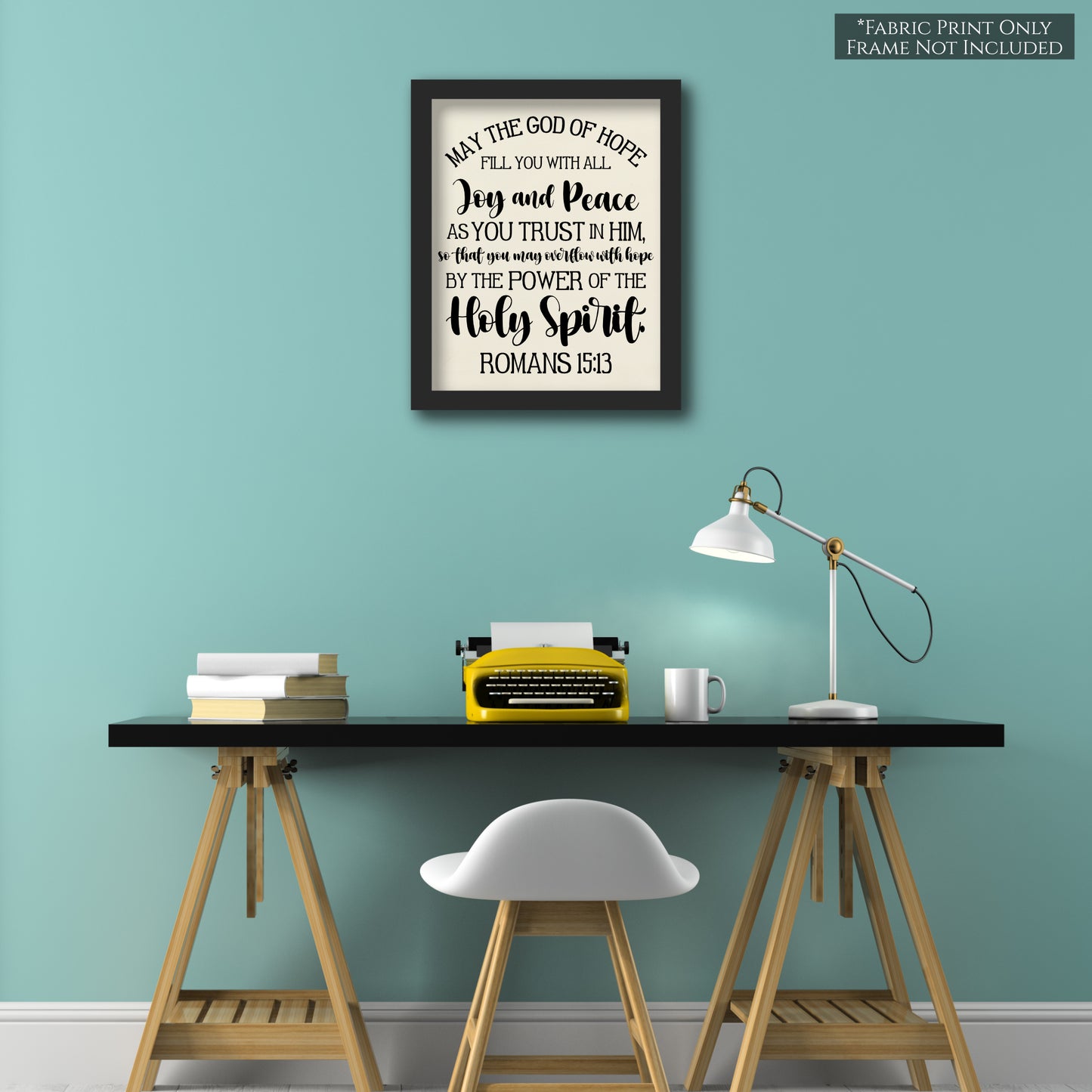 Romans 5:13 - May the God of hope fill you with all joy and peace as you trust in Him, so that you may overflow with hope by the power of the Holy Spirit - Romans 15:13 - Fabric Panel Print, Quilt Block - Wall Art