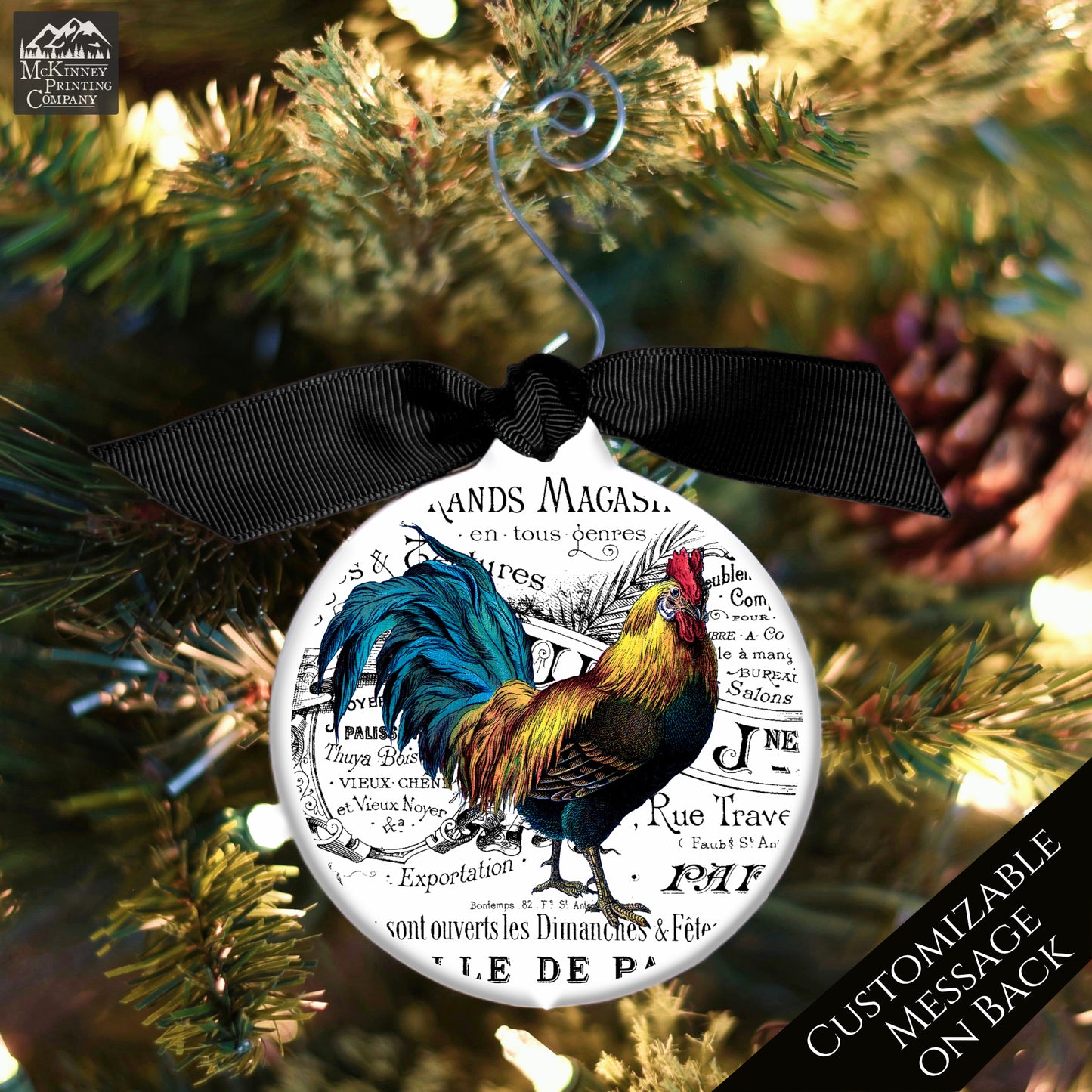 Rooster Décor - Christmas Ornament, Shabby Chic Décor, Chicken Gifts