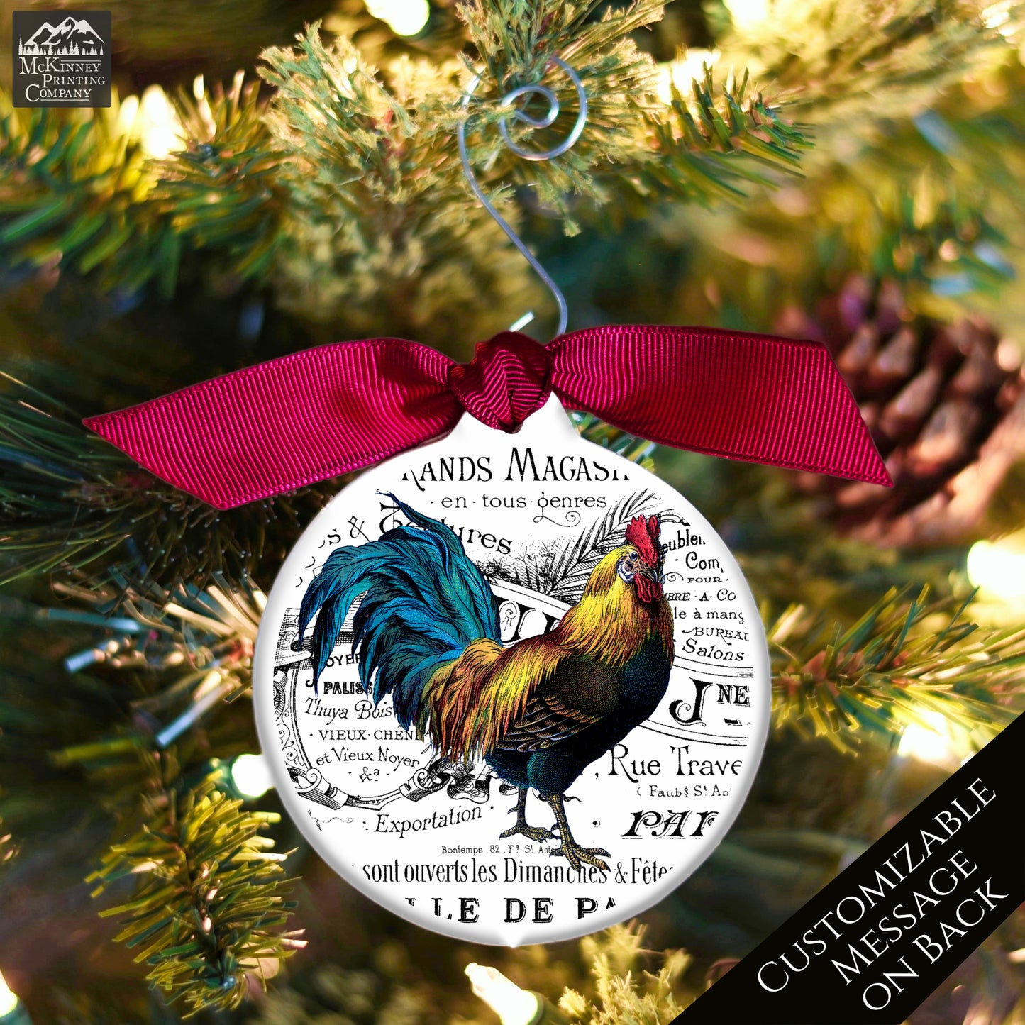 Rooster Décor - Christmas Ornament, Shabby Chic Décor, Chicken Gifts