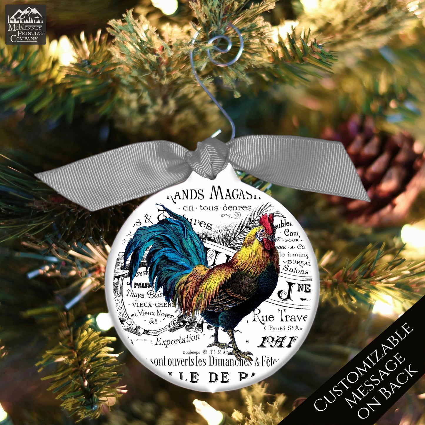 Rooster Décor - Christmas Ornament, Shabby Chic Décor, Chicken Gifts