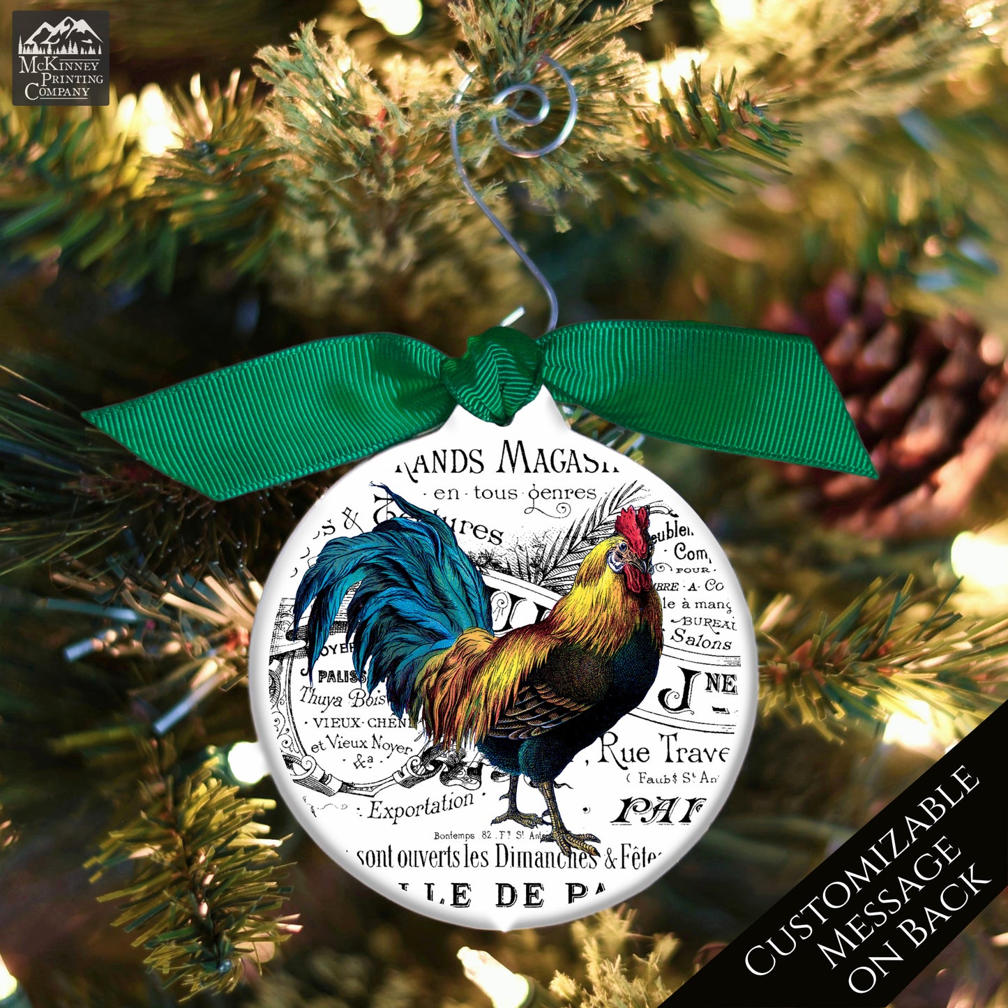 Rooster Décor - Christmas Ornament, Shabby Chic Décor, Chicken Gifts