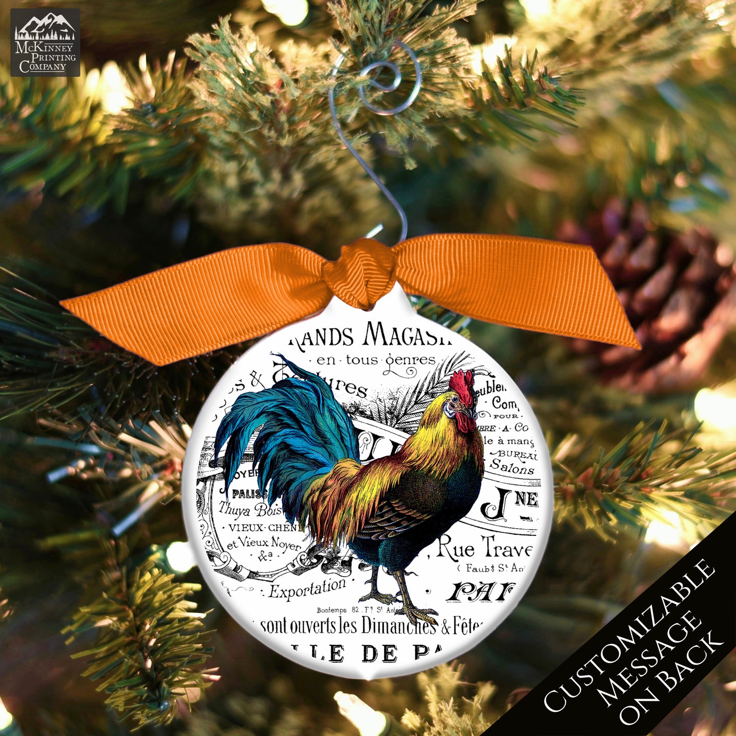 Rooster Décor - Christmas Ornament, Shabby Chic Décor, Chicken Gifts