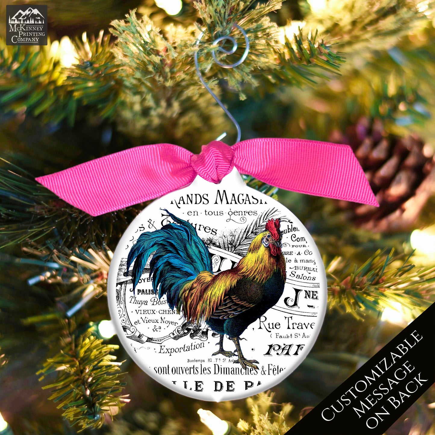 Rooster Décor - Christmas Ornament, Shabby Chic Décor, Chicken Gifts