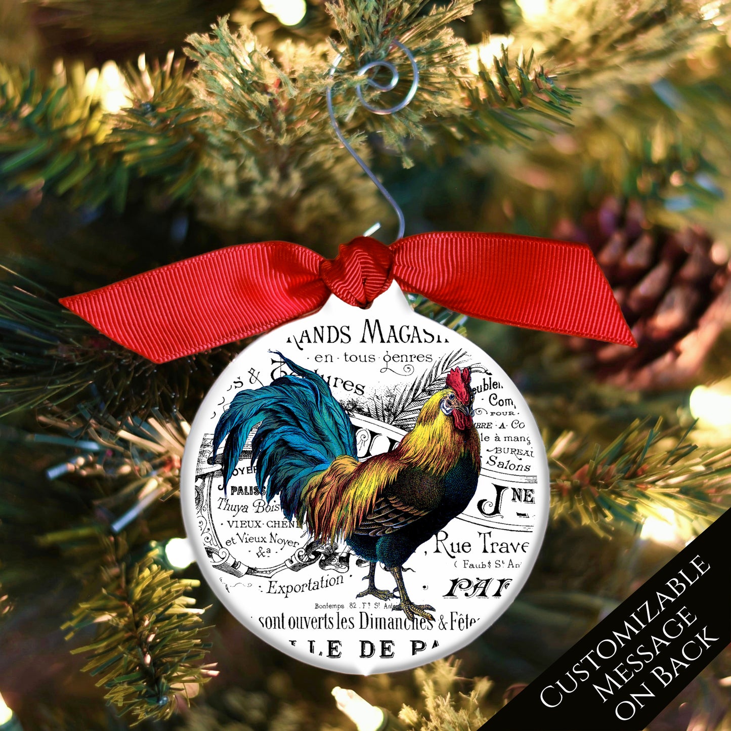 Rooster Décor - Christmas Ornament, Shabby Chic Décor, Chicken Gifts