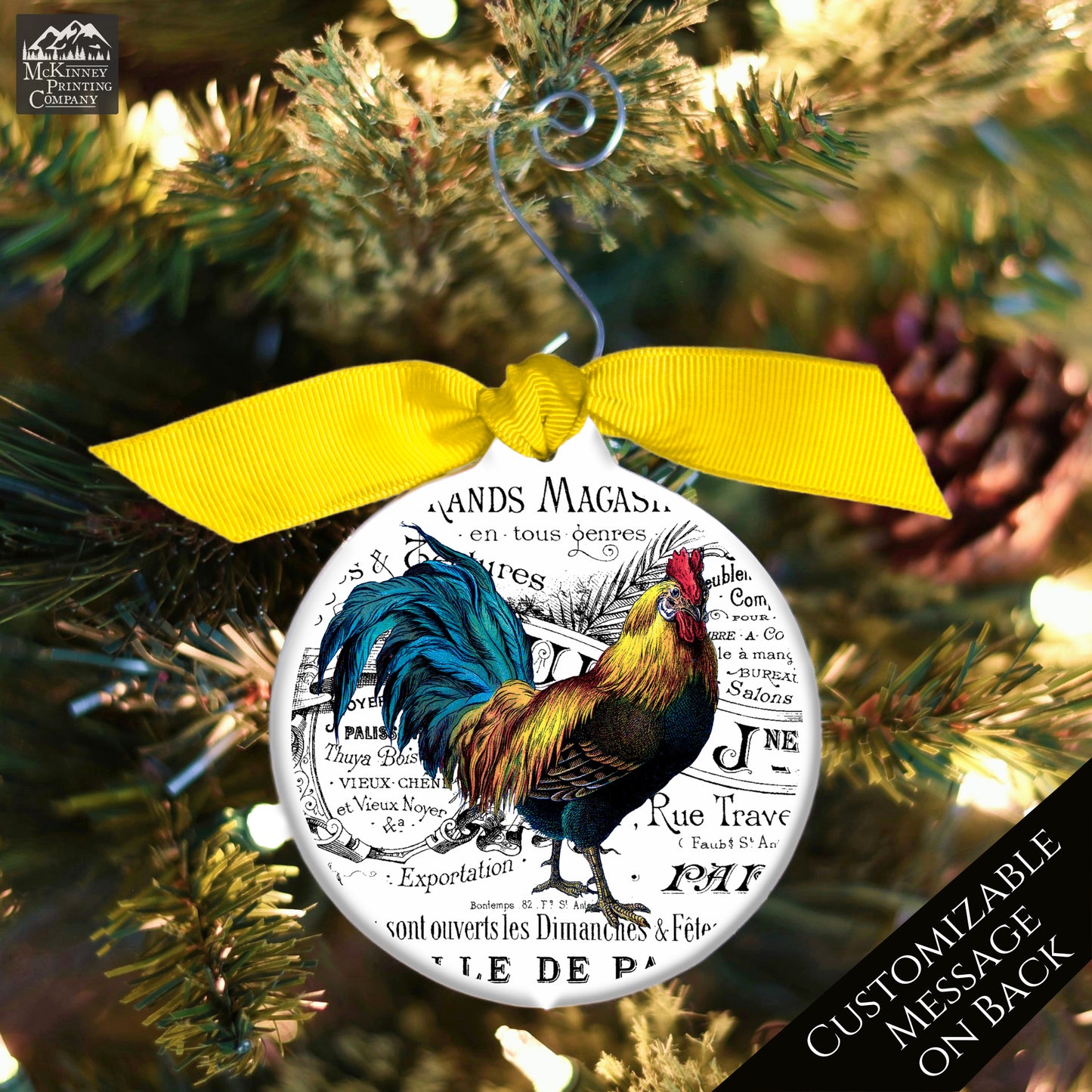Rooster Décor - Christmas Ornament, Shabby Chic Décor, Chicken Gifts